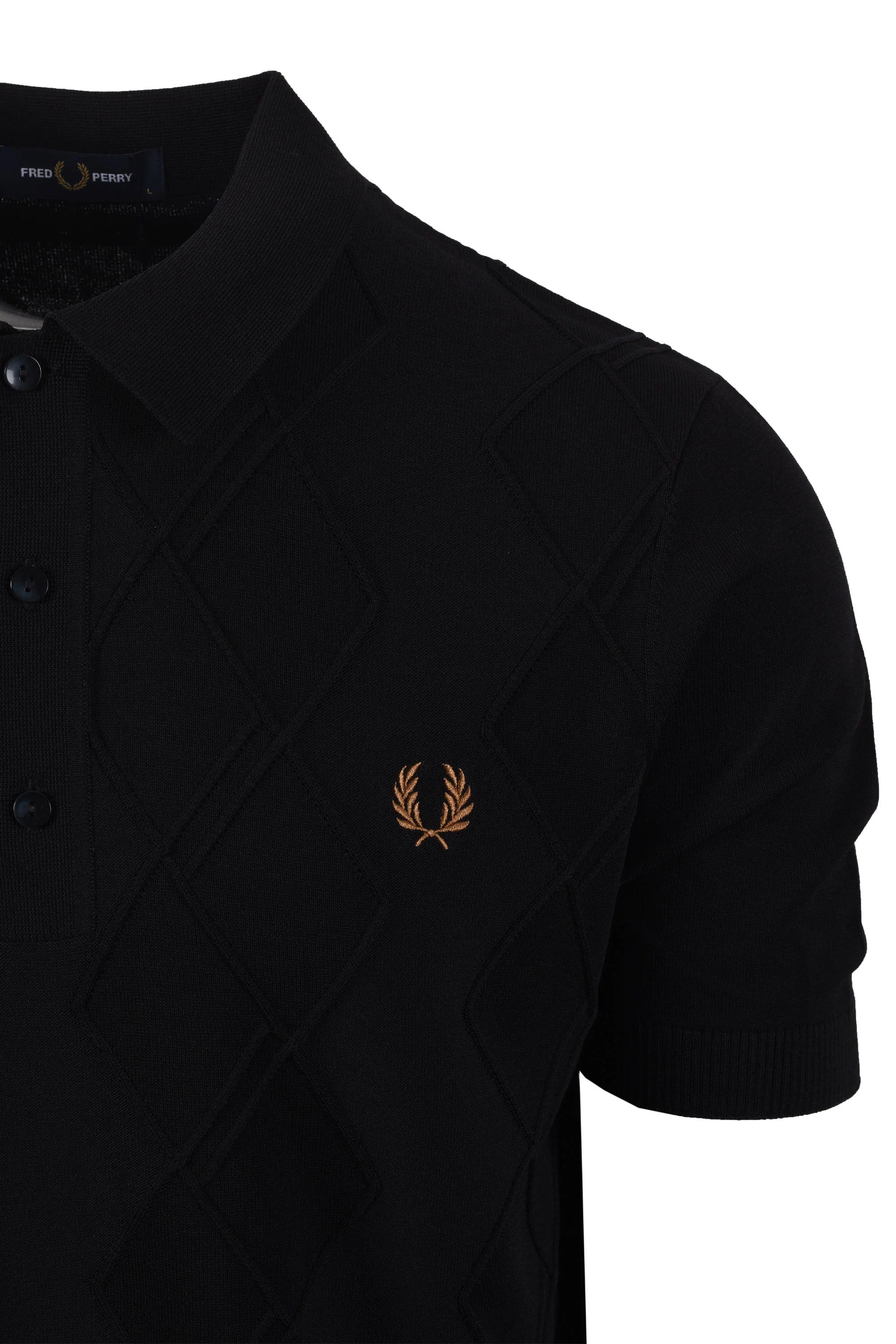 FRED PERRY CABLE KNITTED SHIRT BLACK - Image 2
