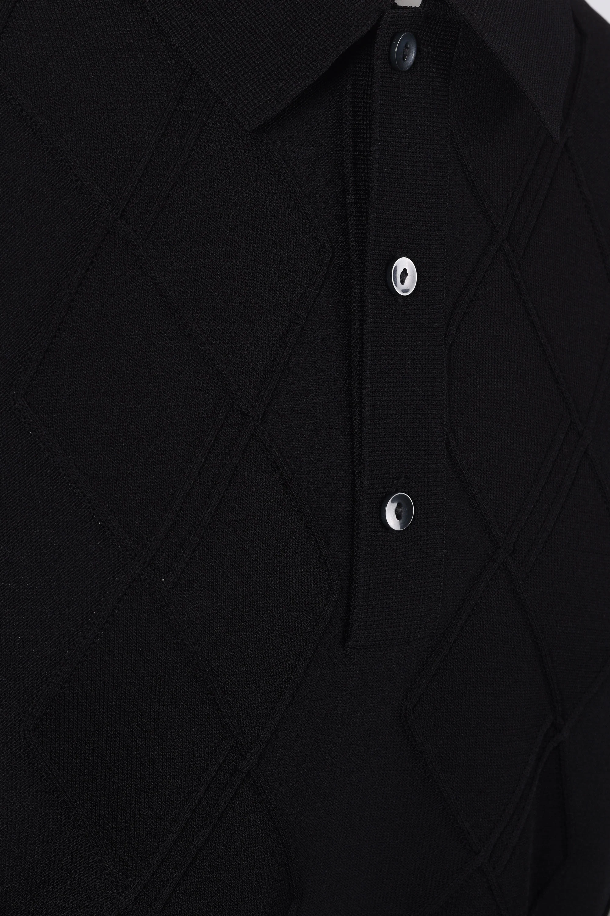FRED PERRY CABLE KNITTED SHIRT BLACK - Image 3