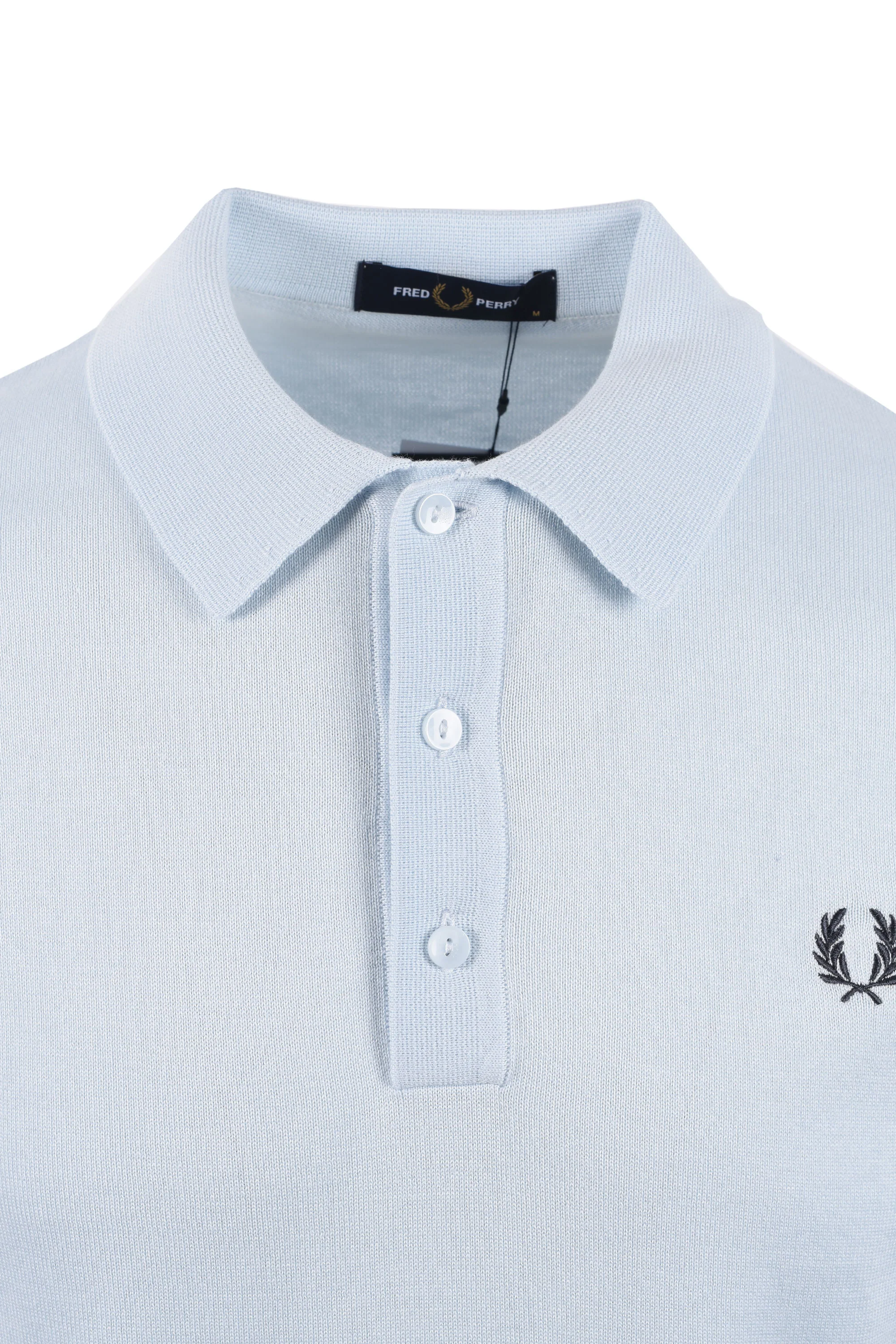 FRED PERRY COTTON KNITTED SHIRT LIGHT ICE - Image 2