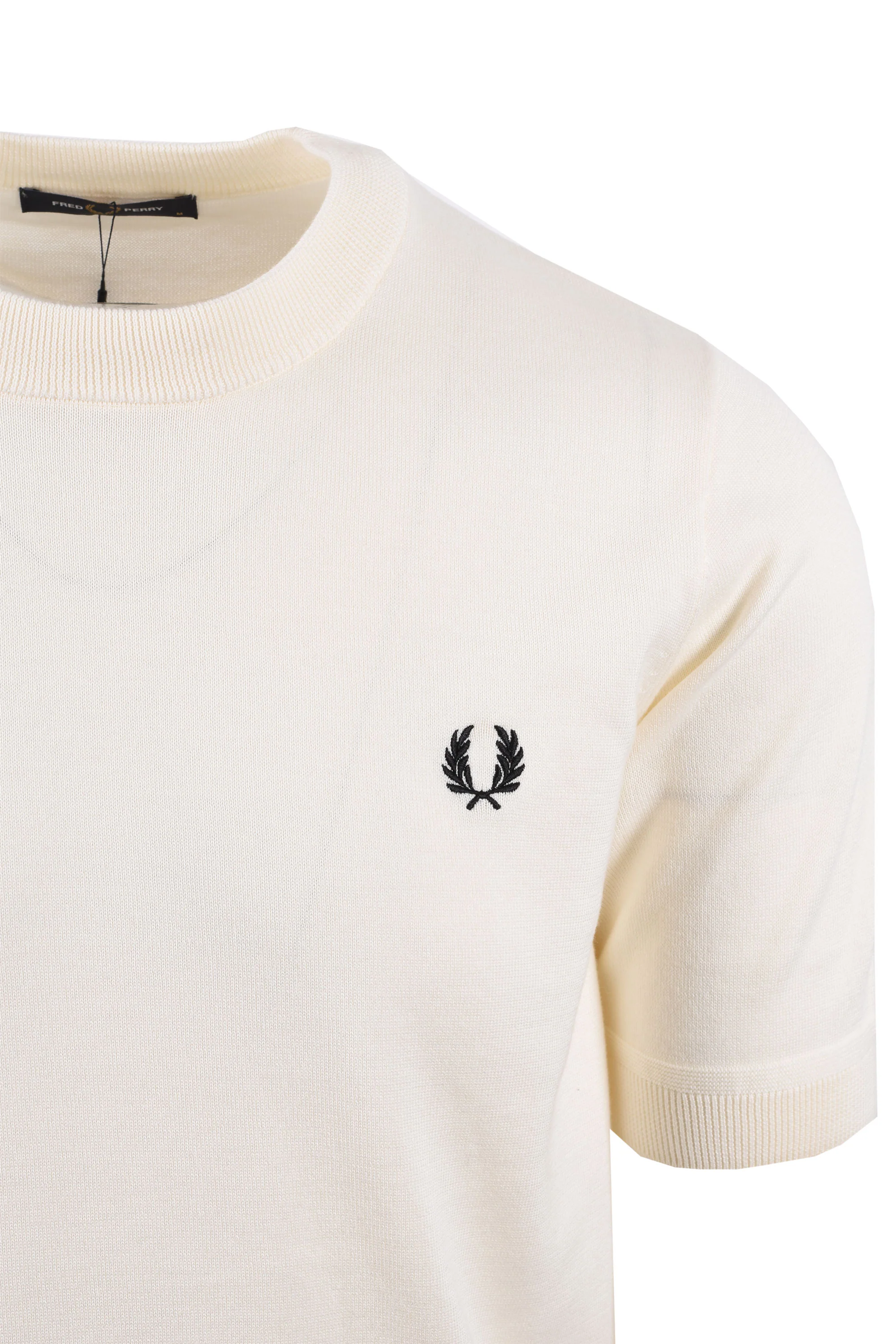 FRED PERRY COTTON KNITTED T-SHIRT ECRU - Image 2