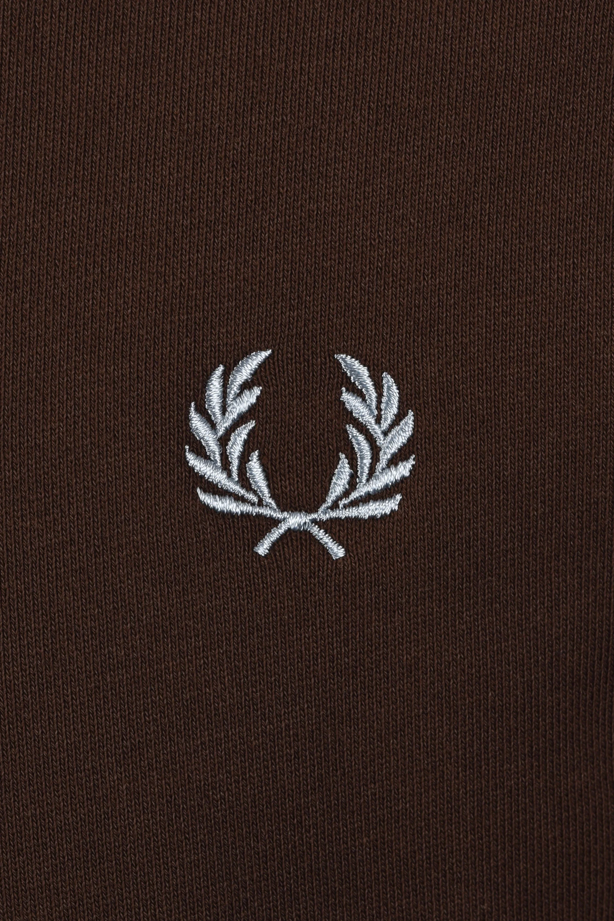 FRED PERRY CREW NECK SWEATSHIRT BURNT TOBACCO/ STOCKPORT BLUE - Image 2