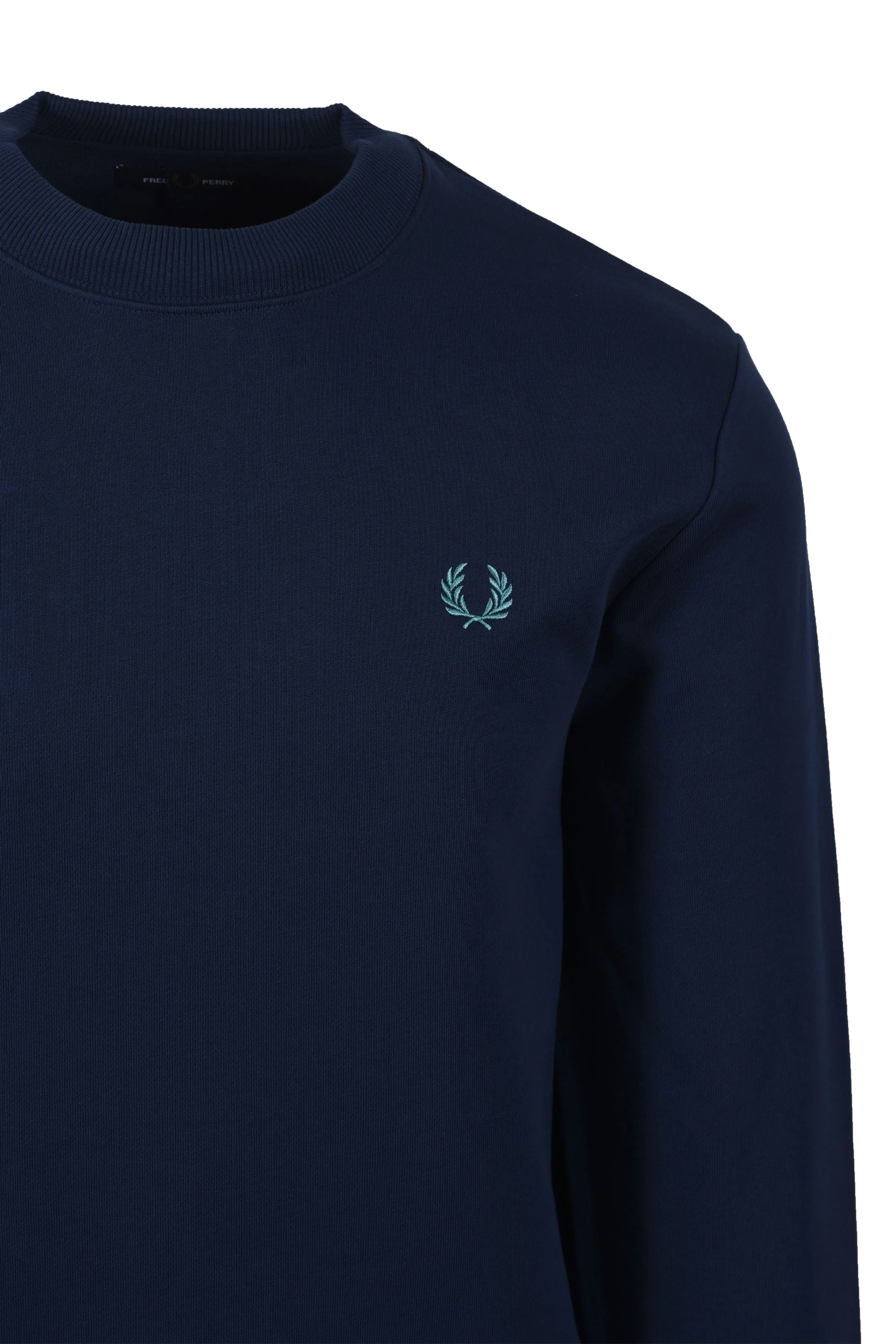 FRED PERRY CREW NECK SWEATSHIRT TENNIS BLUE/SNOW WHITE/DEEP MINT - Image 2