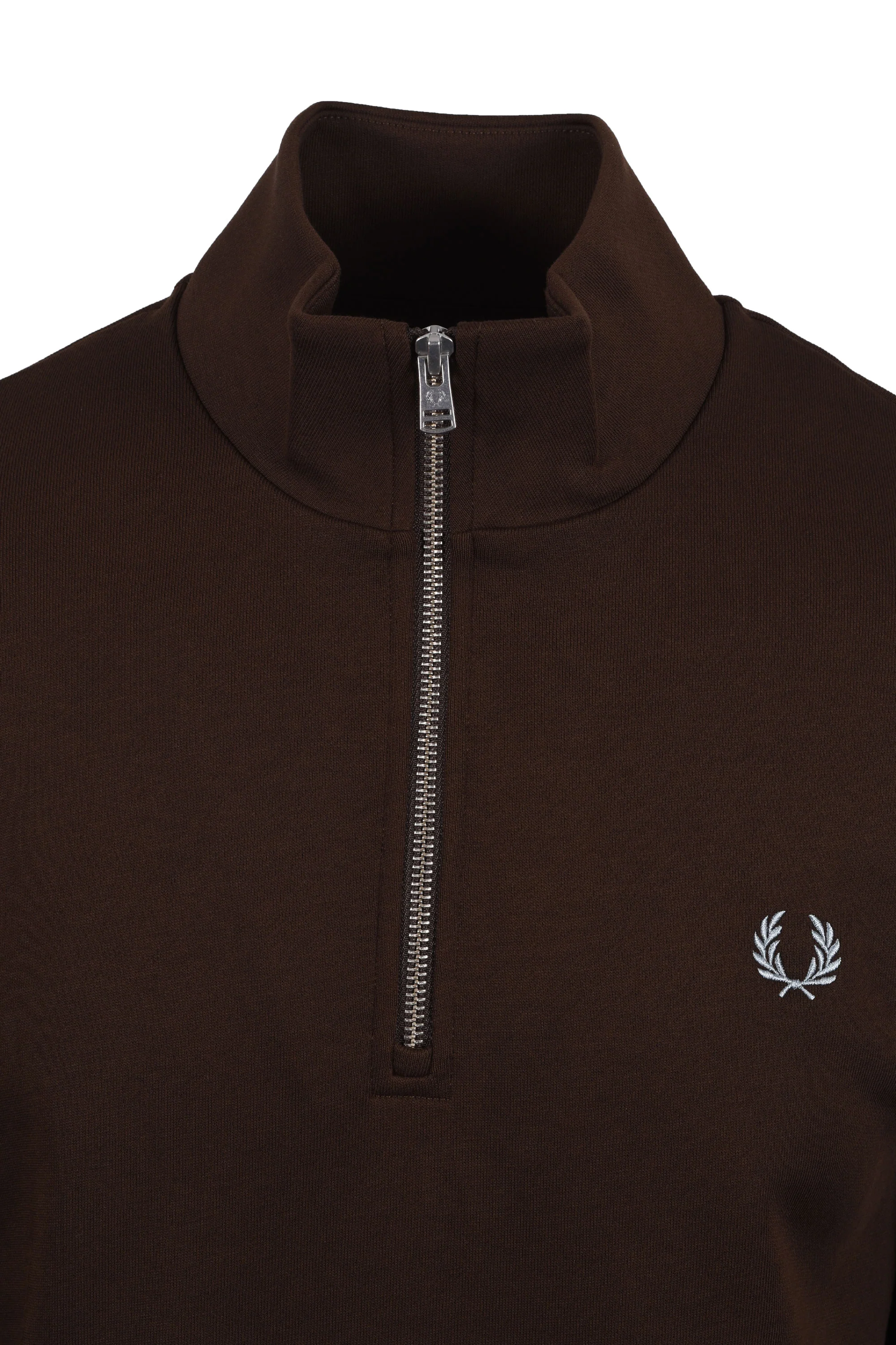 FRED PERRY HALF ZIP SWEATSHIRT BURNT TOBACCO/ STOCKPORT BLUE - Image 2