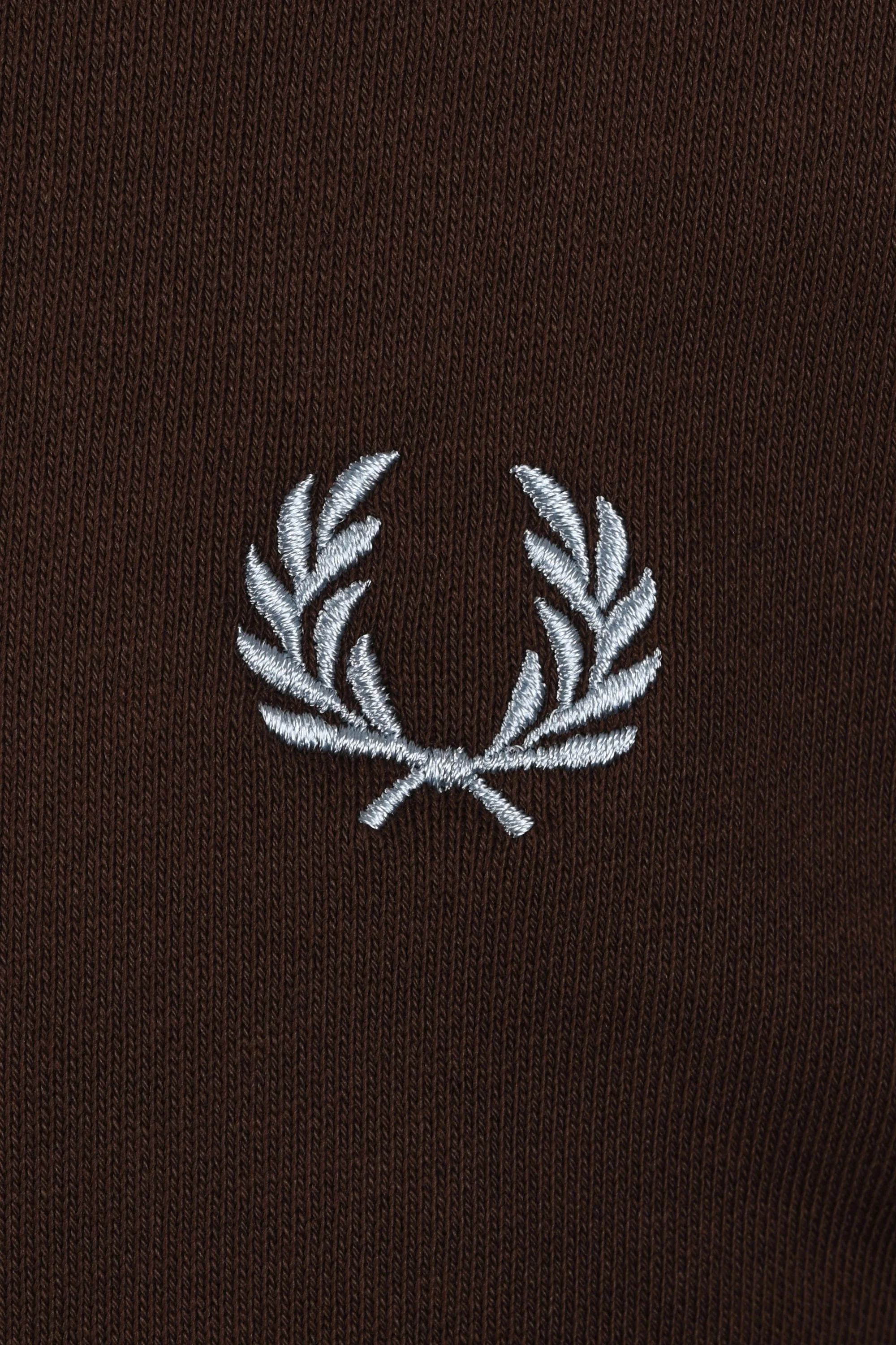 FRED PERRY HALF ZIP SWEATSHIRT BURNT TOBACCO/ STOCKPORT BLUE - Image 3