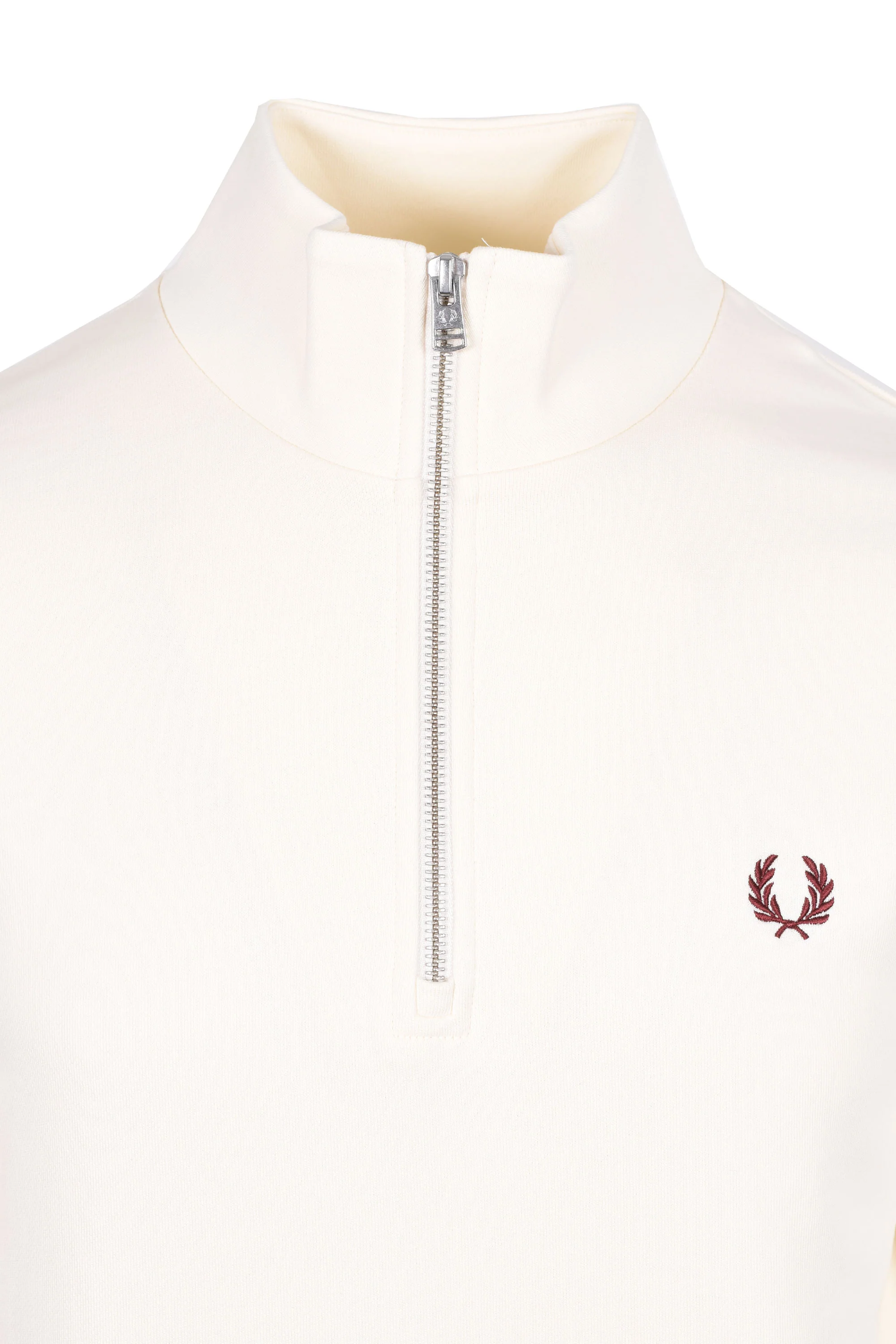 Fred Perry Half Zip Sweatshirt Ecru/Court Blue/Oxblood - Image 2