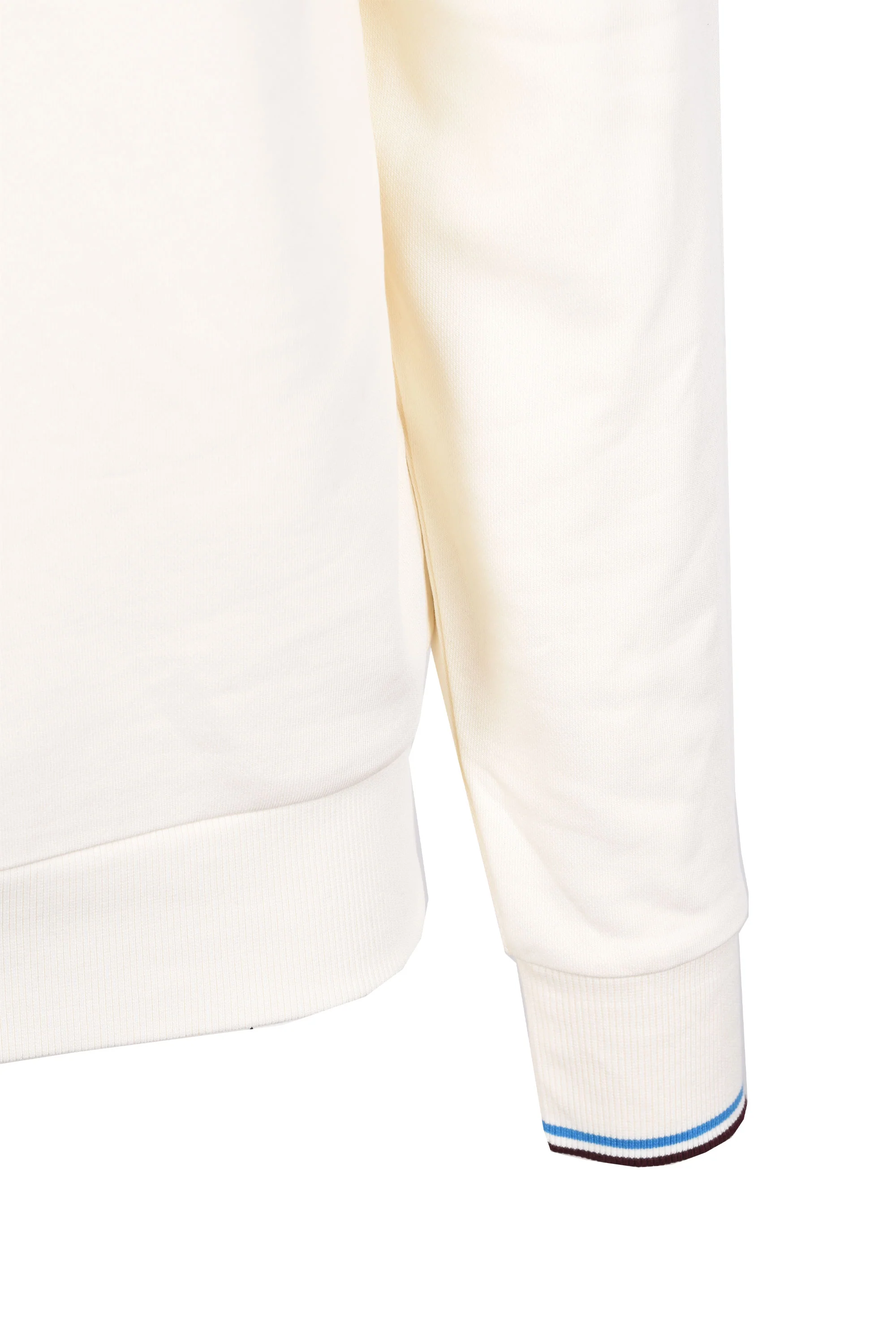 Fred Perry Half Zip Sweatshirt Ecru/Court Blue/Oxblood - Image 4