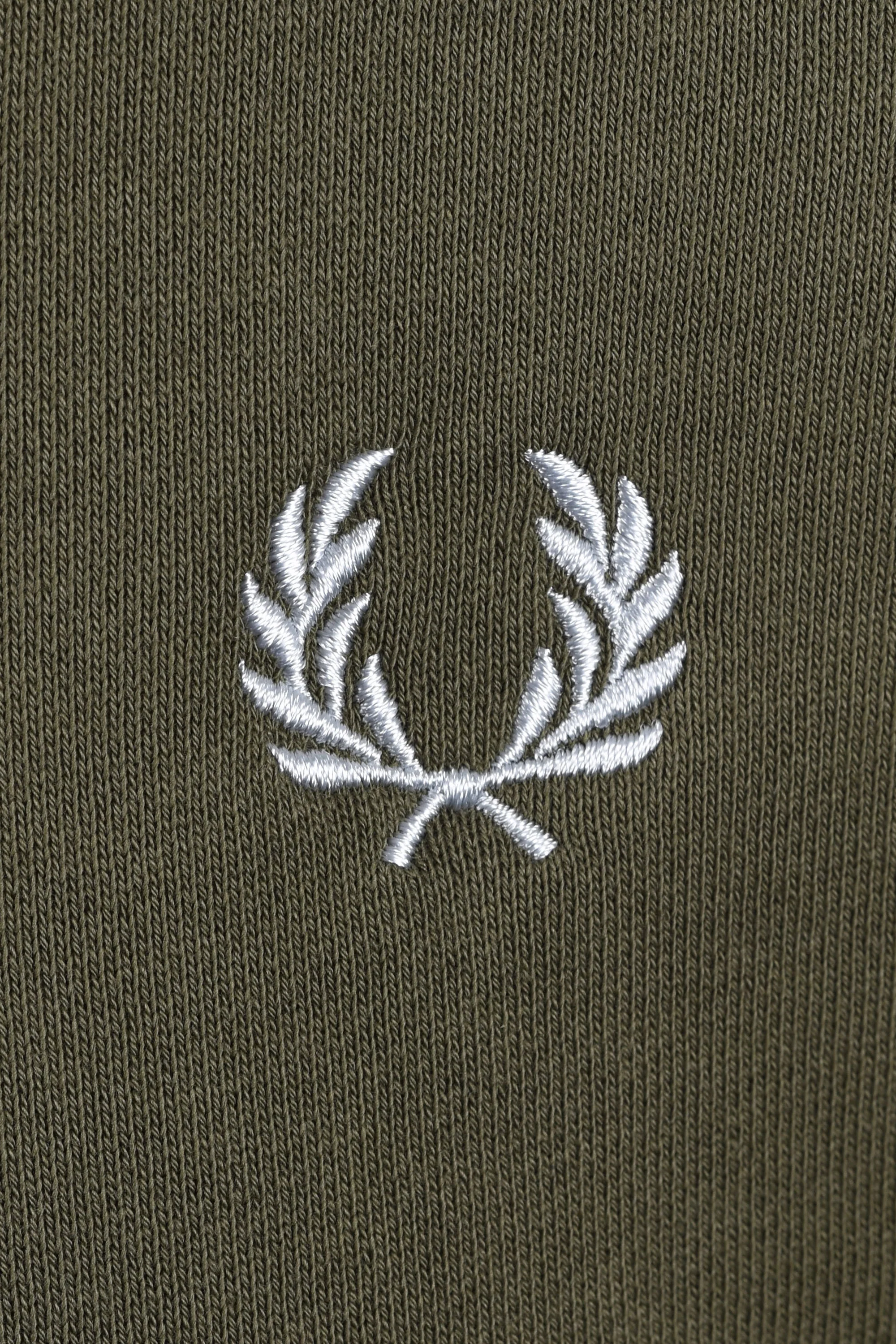 FRED PERRY HALF ZIP SWEATSHIRT LAUREL GREEN/ECRU/DUSKY BLUE - Image 3