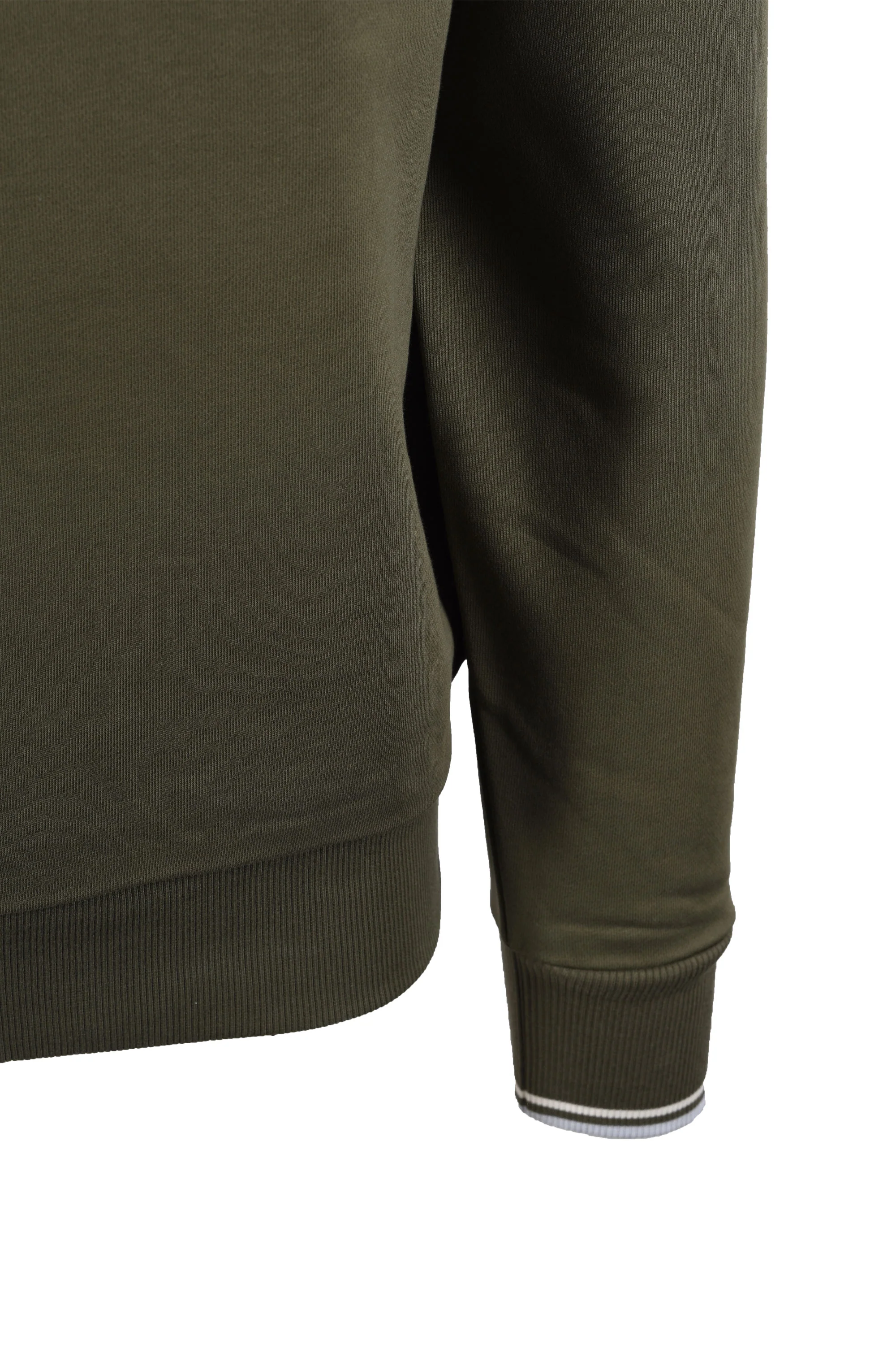 FRED PERRY HALF ZIP SWEATSHIRT LAUREL GREEN/ECRU/DUSKY BLUE - Image 4