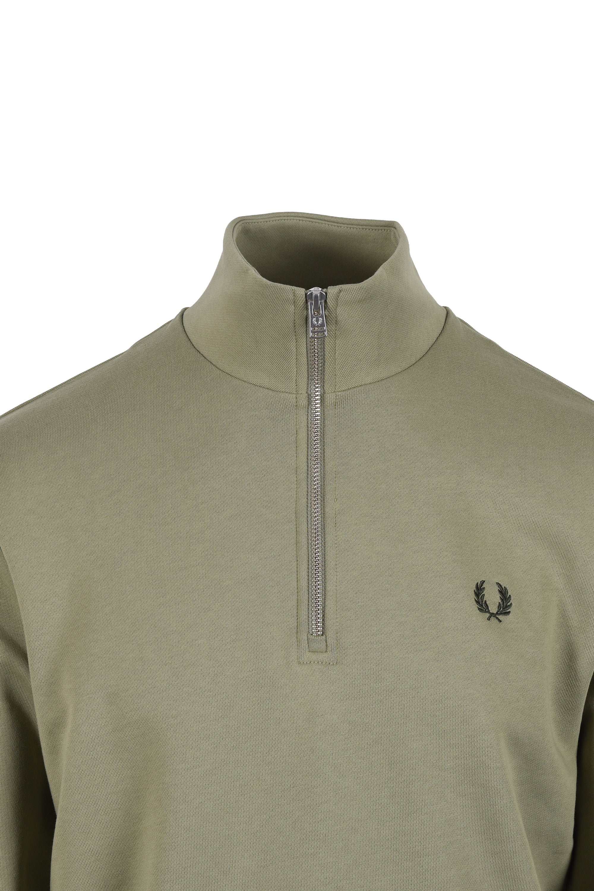 Fred Perry Half Zip Sweatshirt Olive Mint - Image 2