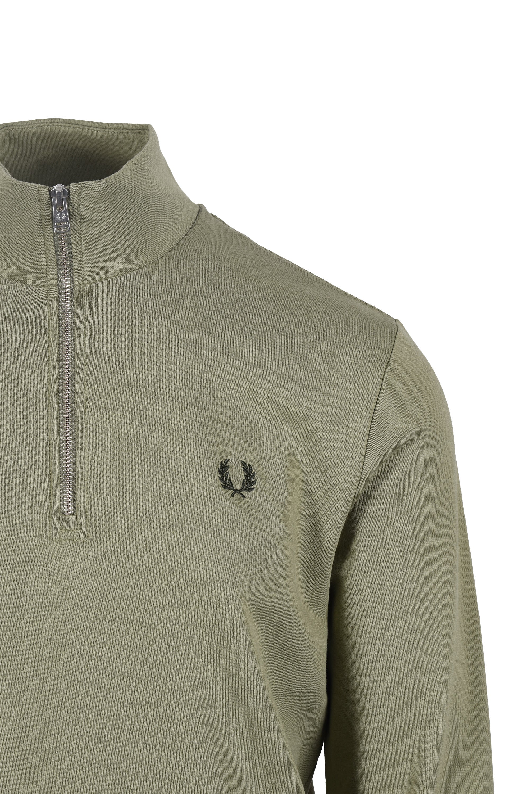 Fred Perry Half Zip Sweatshirt Olive Mint - Image 3