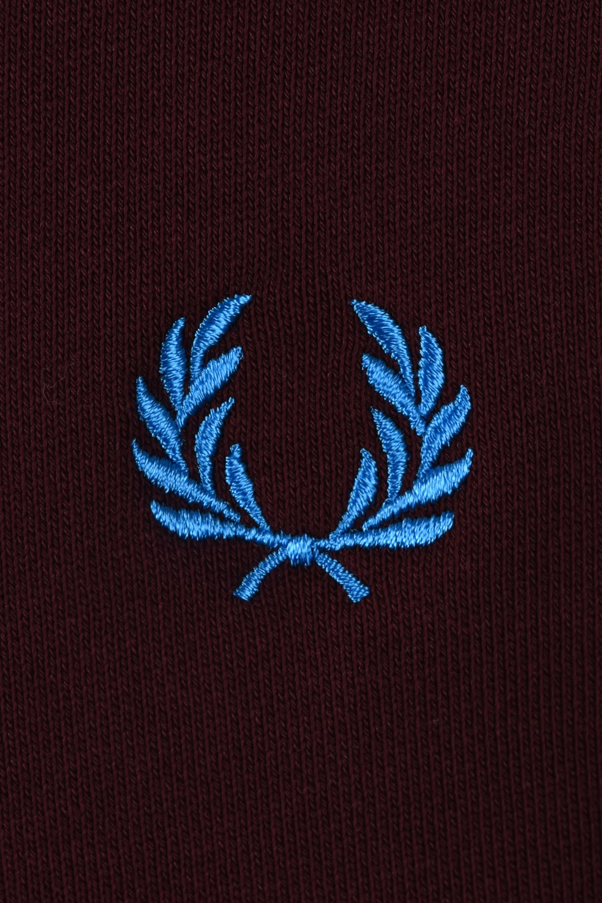 Fred Perry Half Zip Sweatshirt Oxblood/Ecru/Court Blue - Image 3