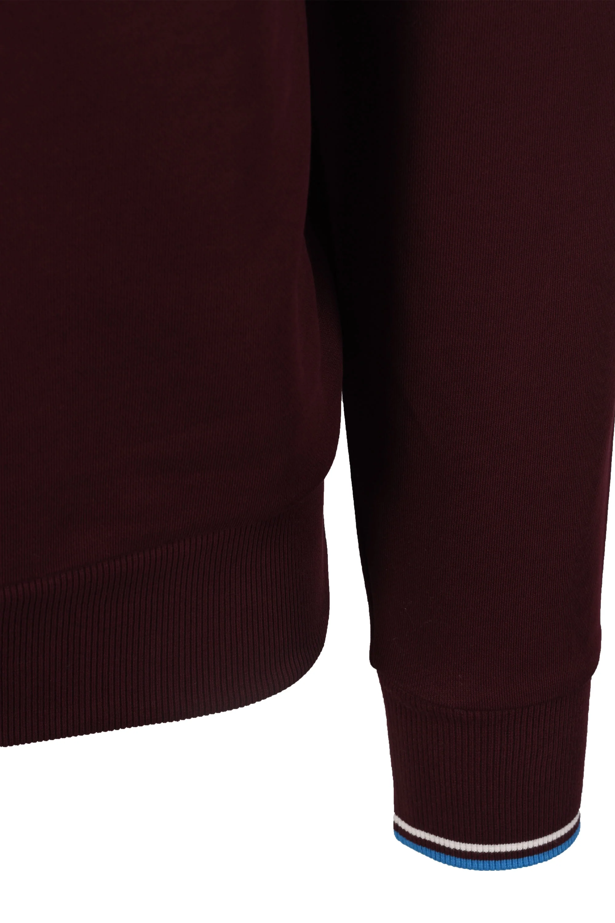 Fred Perry Half Zip Sweatshirt Oxblood/Ecru/Court Blue - Image 4