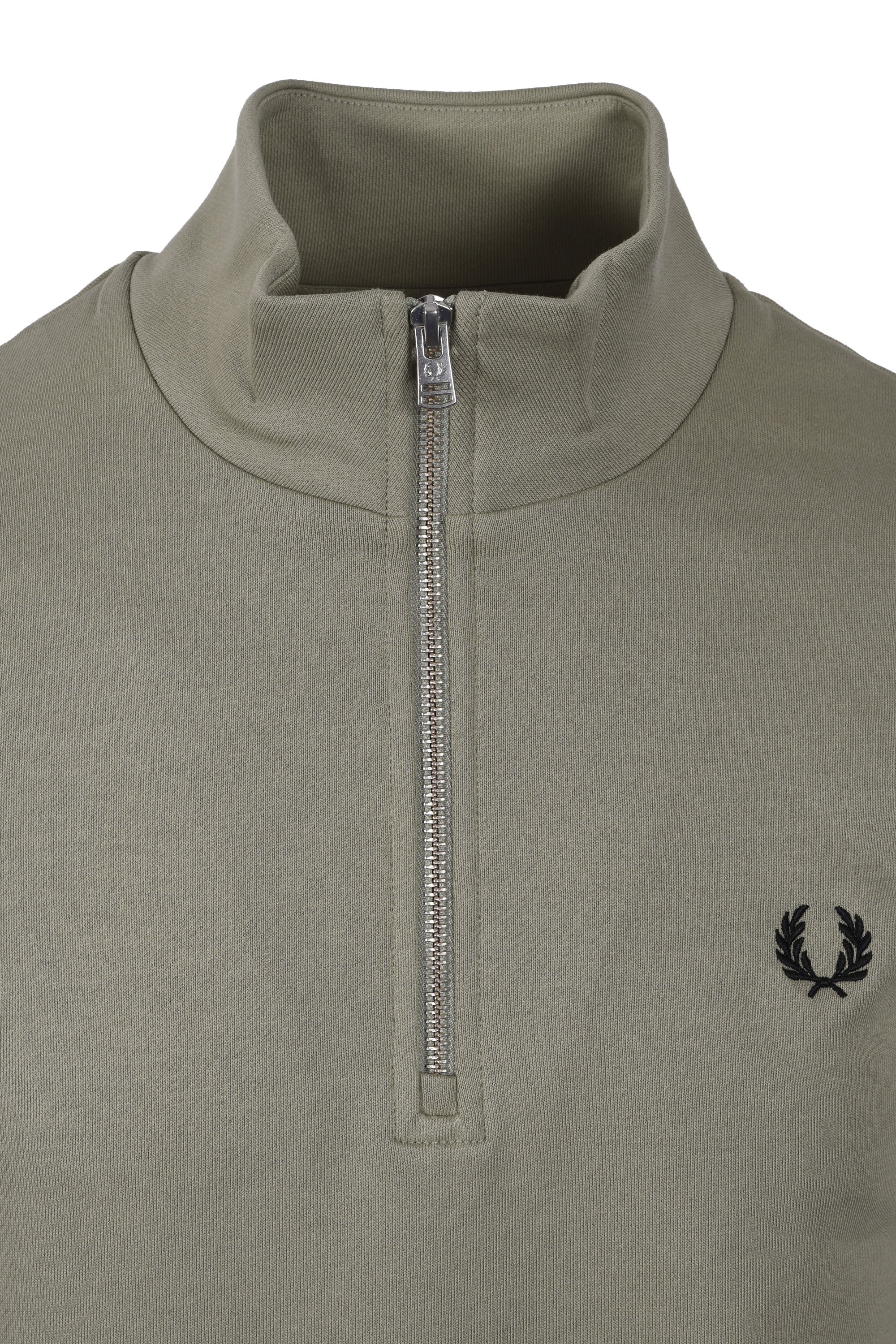 FRED PERRY HALF ZIP SWEATSHIRT SEAGRASS/BLACK - Image 2