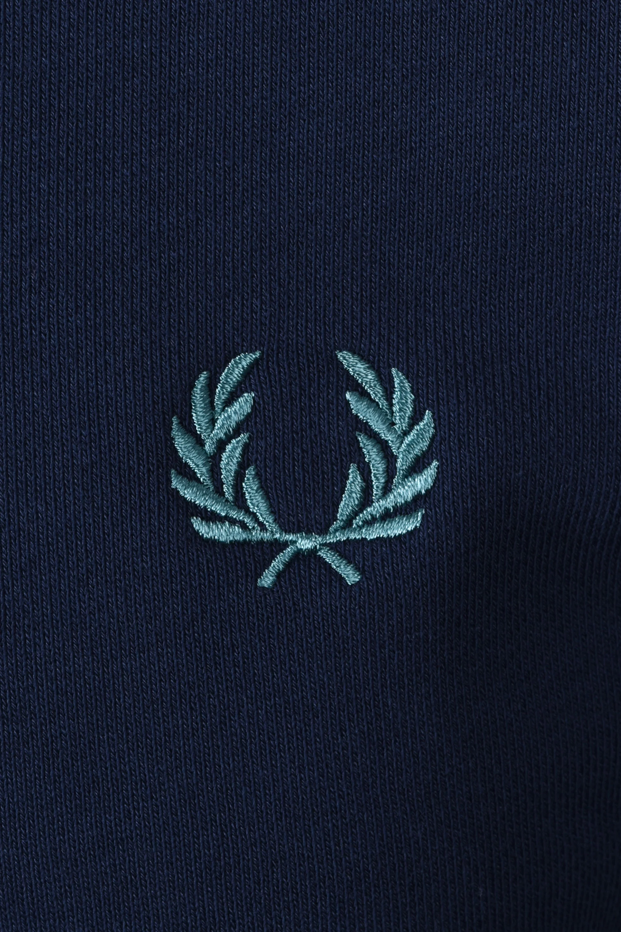 FRED PERRY HALF ZIP SWEATSHIRT TENNIS BLUE/SNOW WHITE/DEEP MINT - Image 3