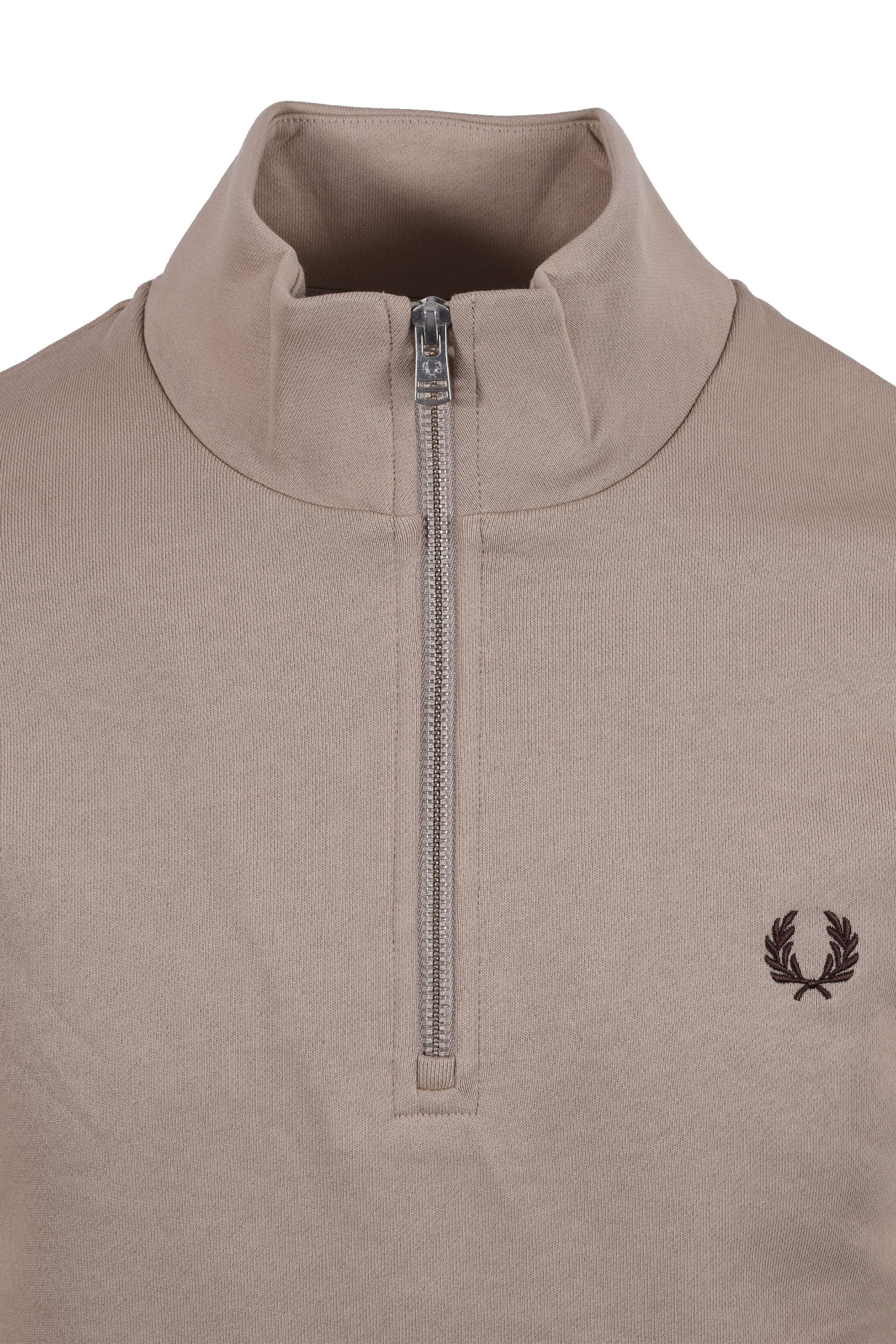 FRED PERRY HALF ZIP SWEATSHIRT WARM OAT/COURT GREEN/BURNT TOB - Image 2