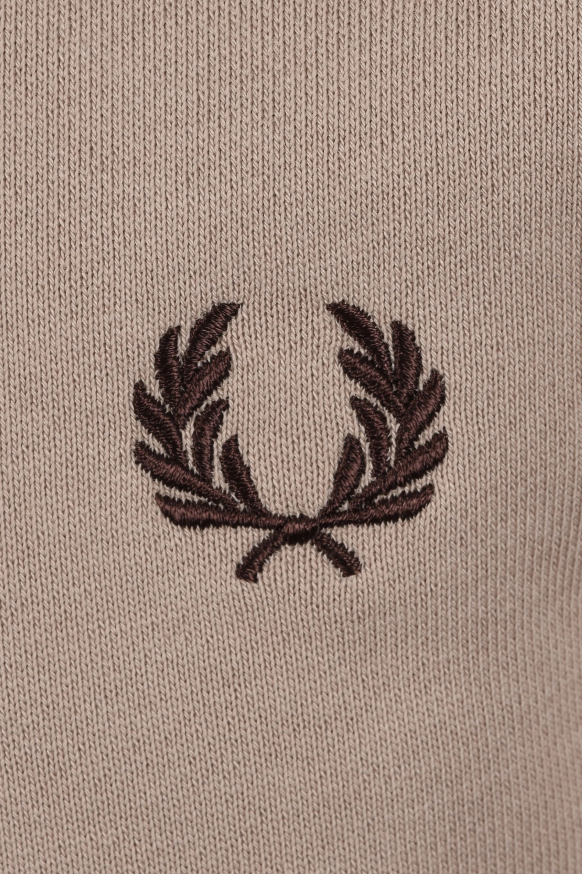 FRED PERRY HALF ZIP SWEATSHIRT WARM OAT/COURT GREEN/BURNT TOB - Image 3