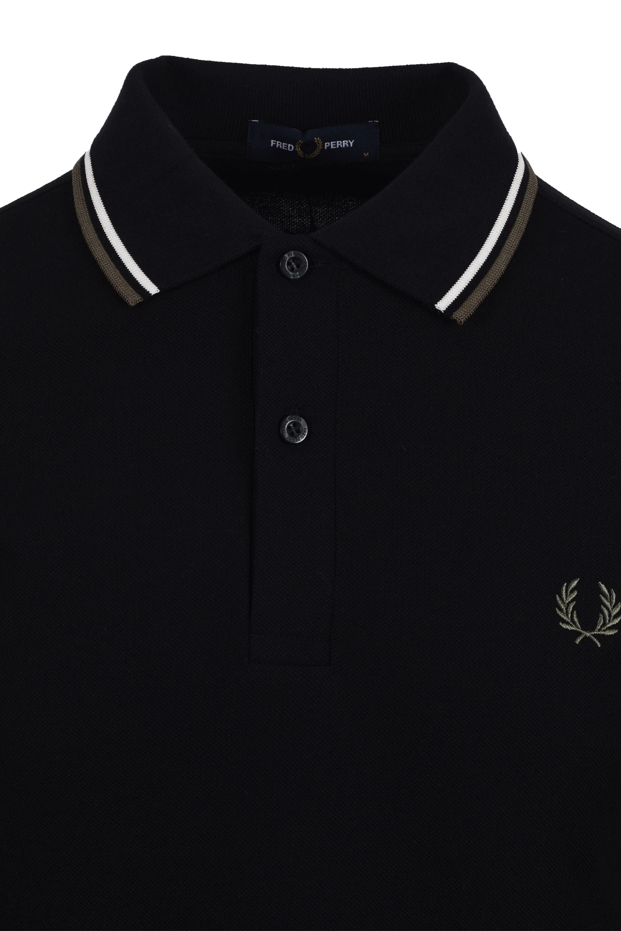 FRED PERRY LS TWIN TIPPED POLO BLACK/ECRU/LRLWR - Image 2