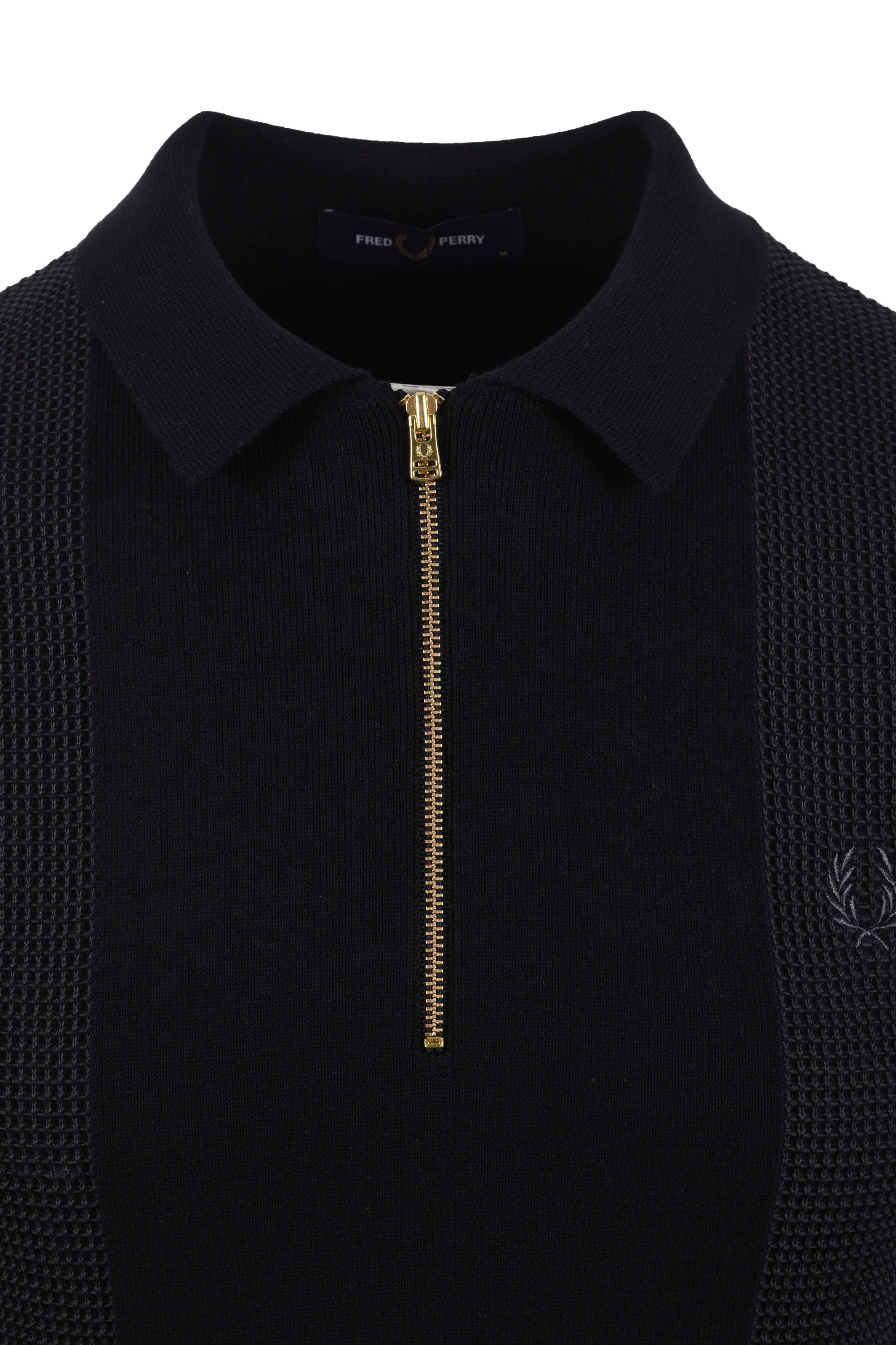 FRED PERRY PANEL KNITTED SHIRT BLACK - Image 2