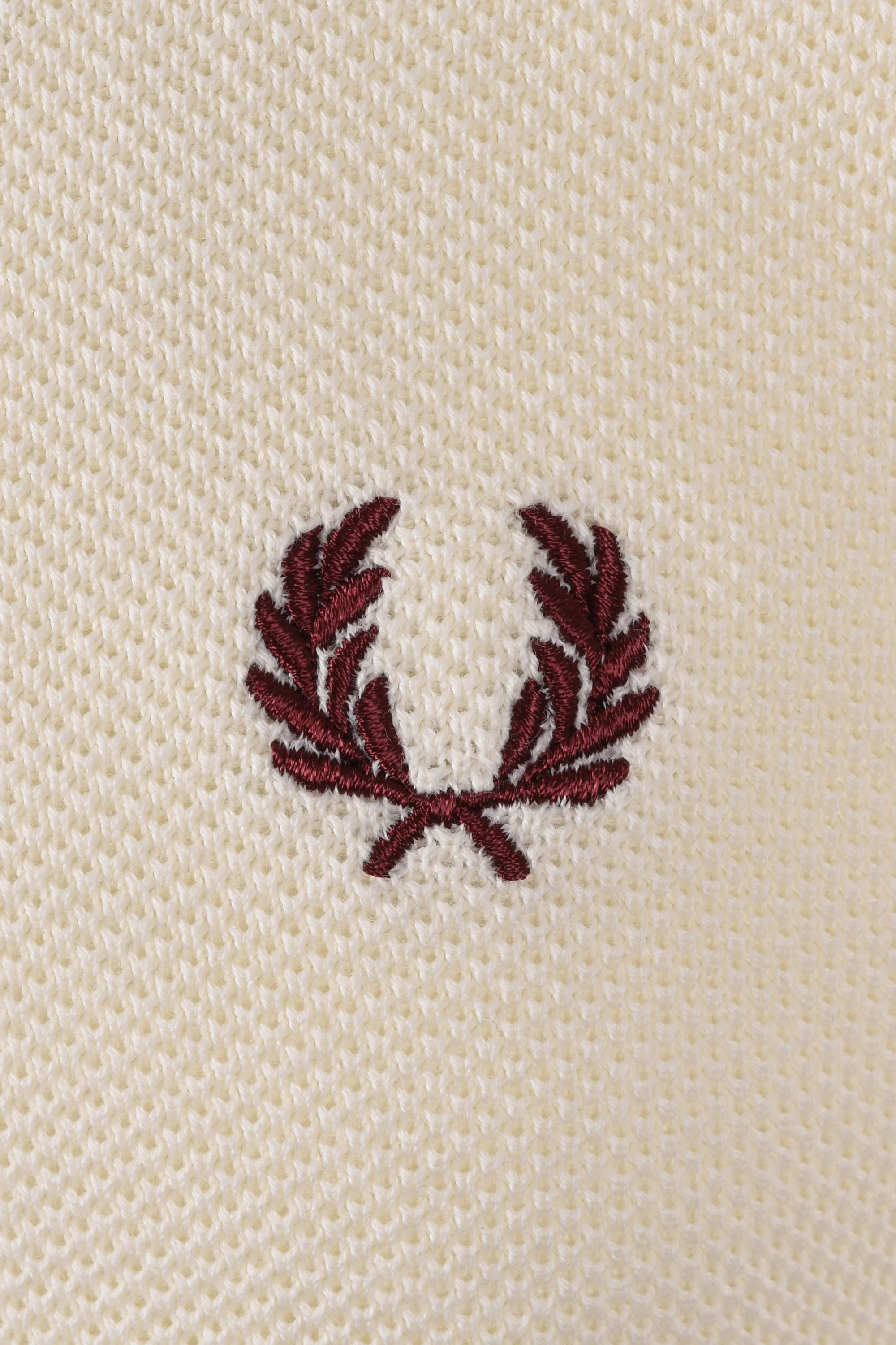 Fred Perry Pique Stitch Knitted T-Shirt Ecru - Image 3