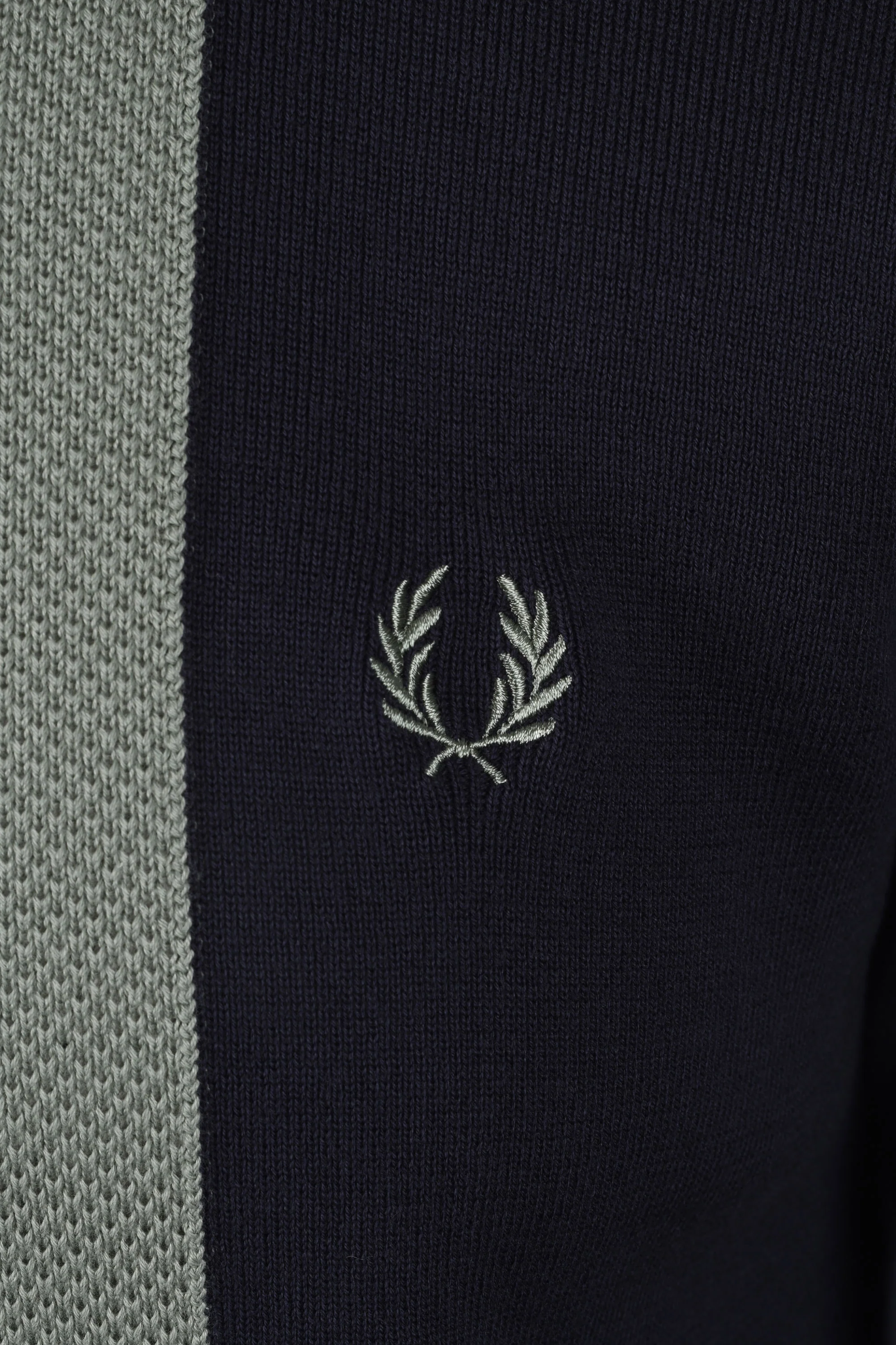 Fred Perry Stripe Knitted Polo Shirt Dark Airforce - Image 3