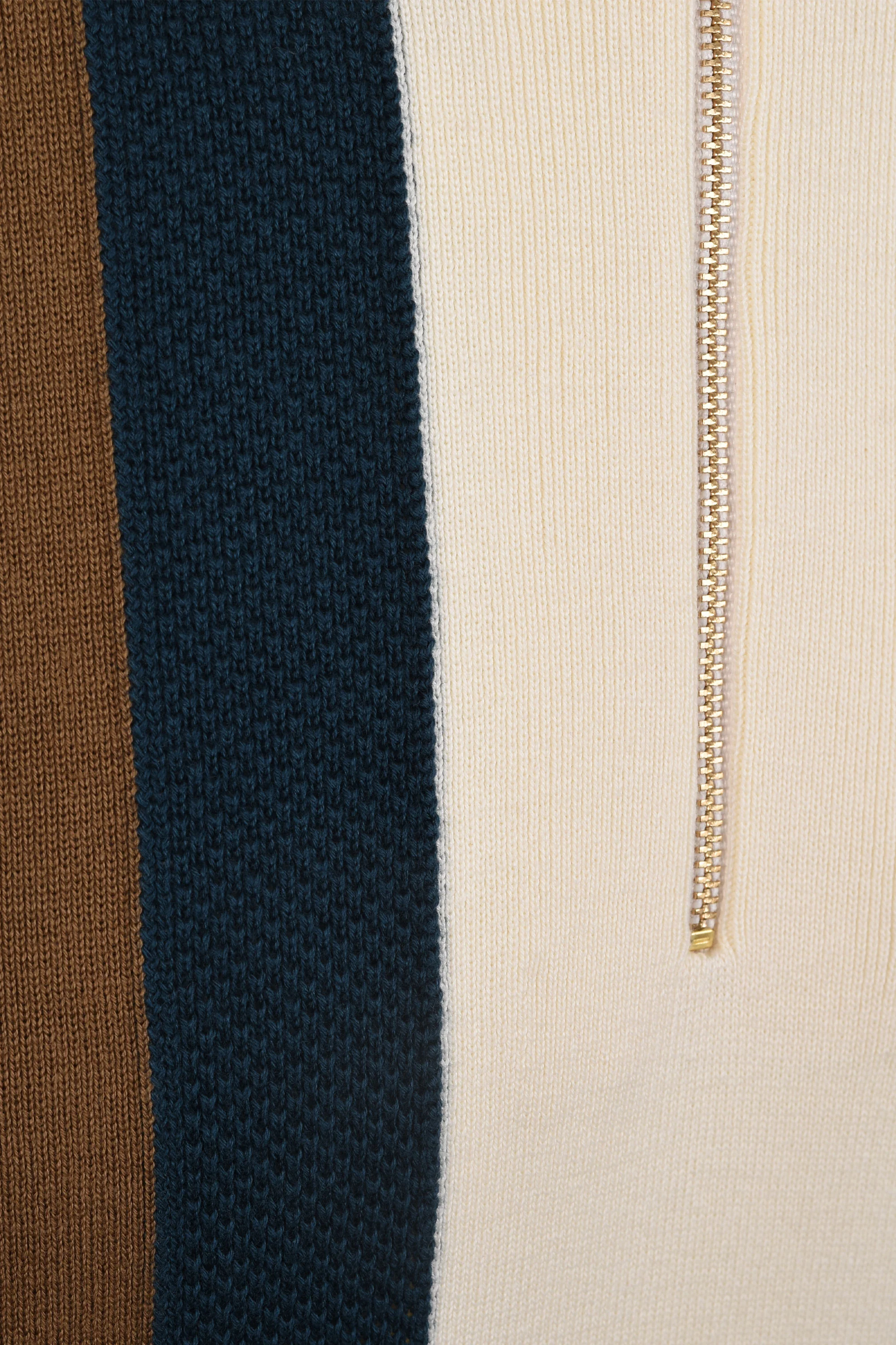 Fred Perry Stripe Knitted Shirt Shaded Stone - Image 4