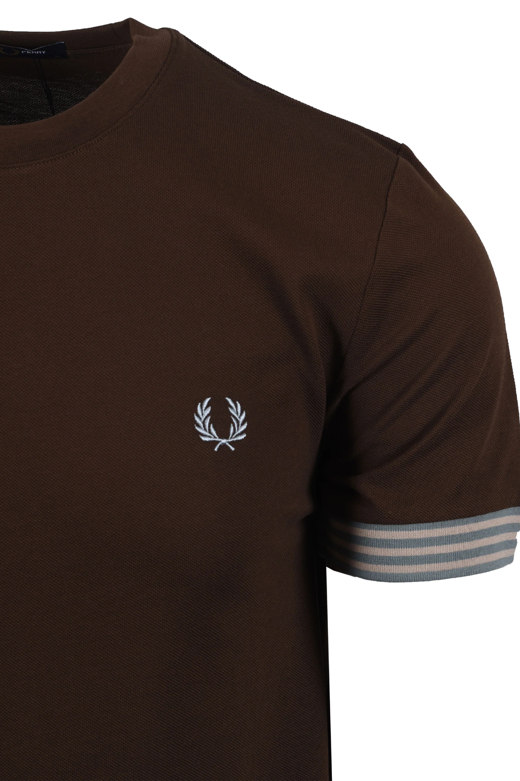 Fred Perry Striped Cuff T-Shirt Burnt Tobacco - Image 2