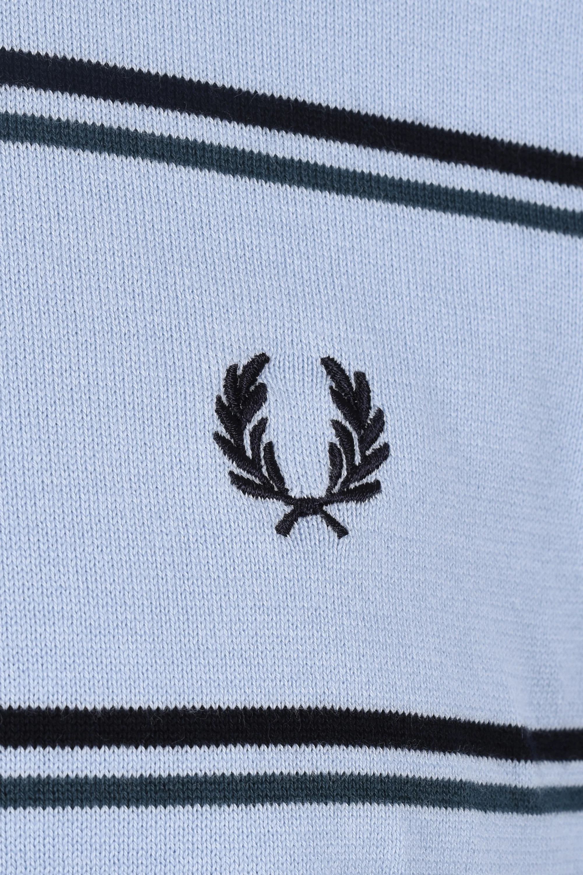 Fred Perry Striped Knitted Polo Shirt Light Smoke - Image 4