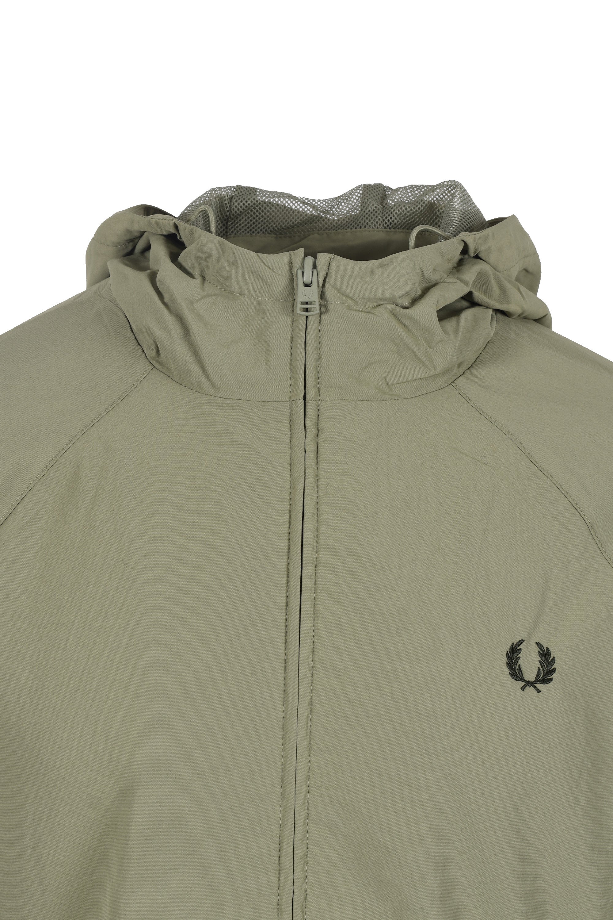 Fred Perry Taslan Hooded Shell Jacket Olive Mint - Image 3