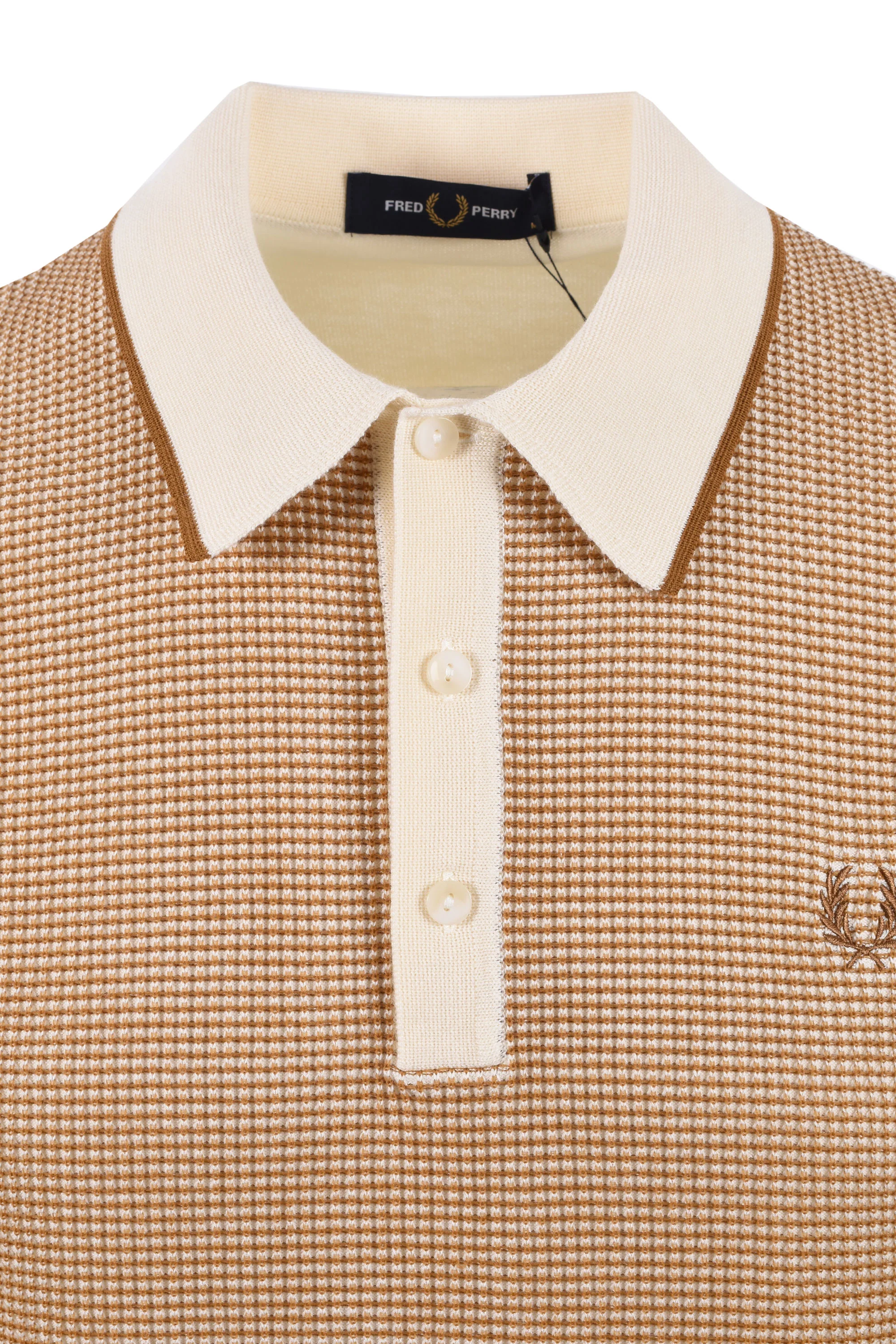 FRED PERRY TONIC WAFFLE KNITTED SHIRT ECRU - Image 2