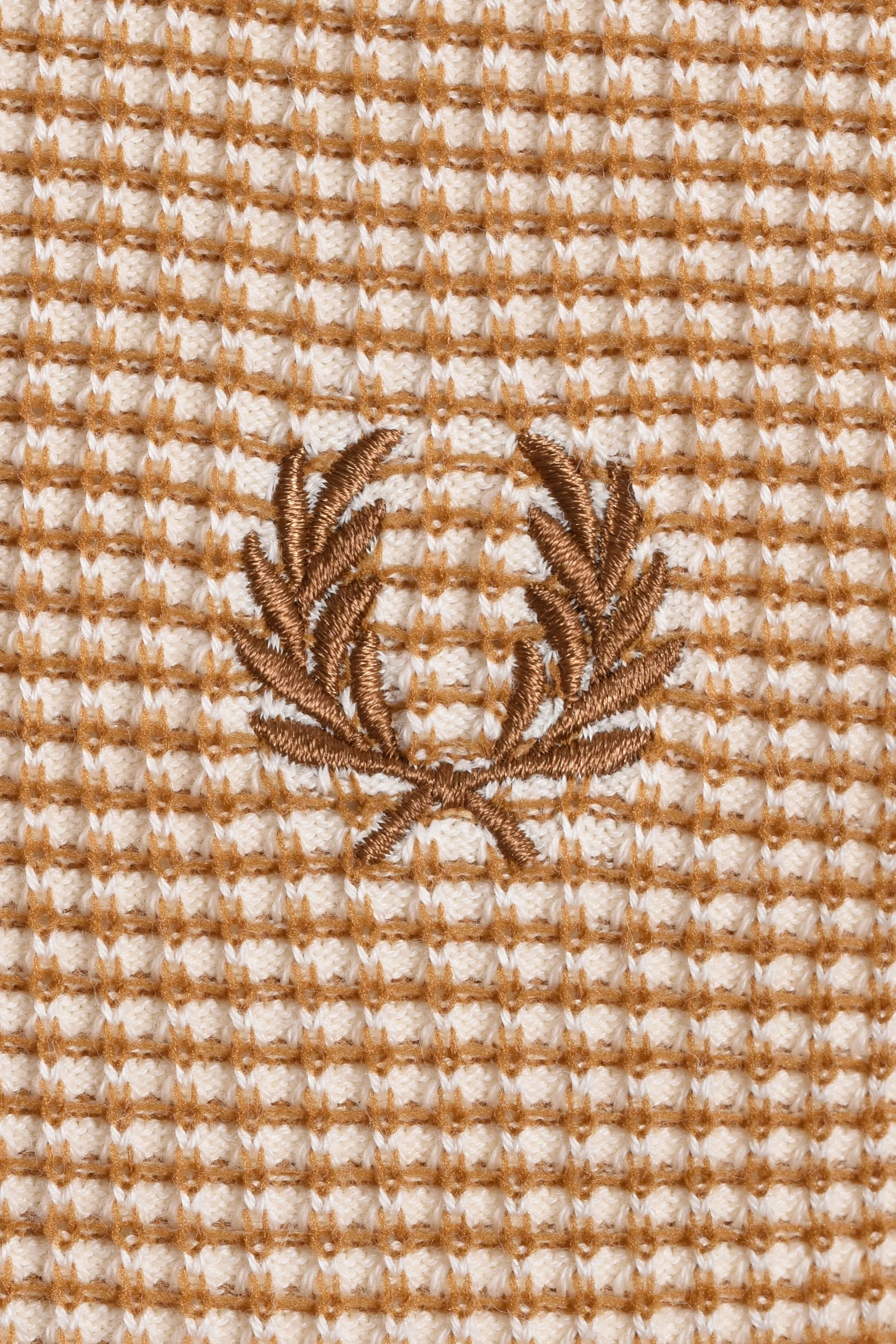 FRED PERRY TONIC WAFFLE KNITTED SHIRT ECRU - Image 3