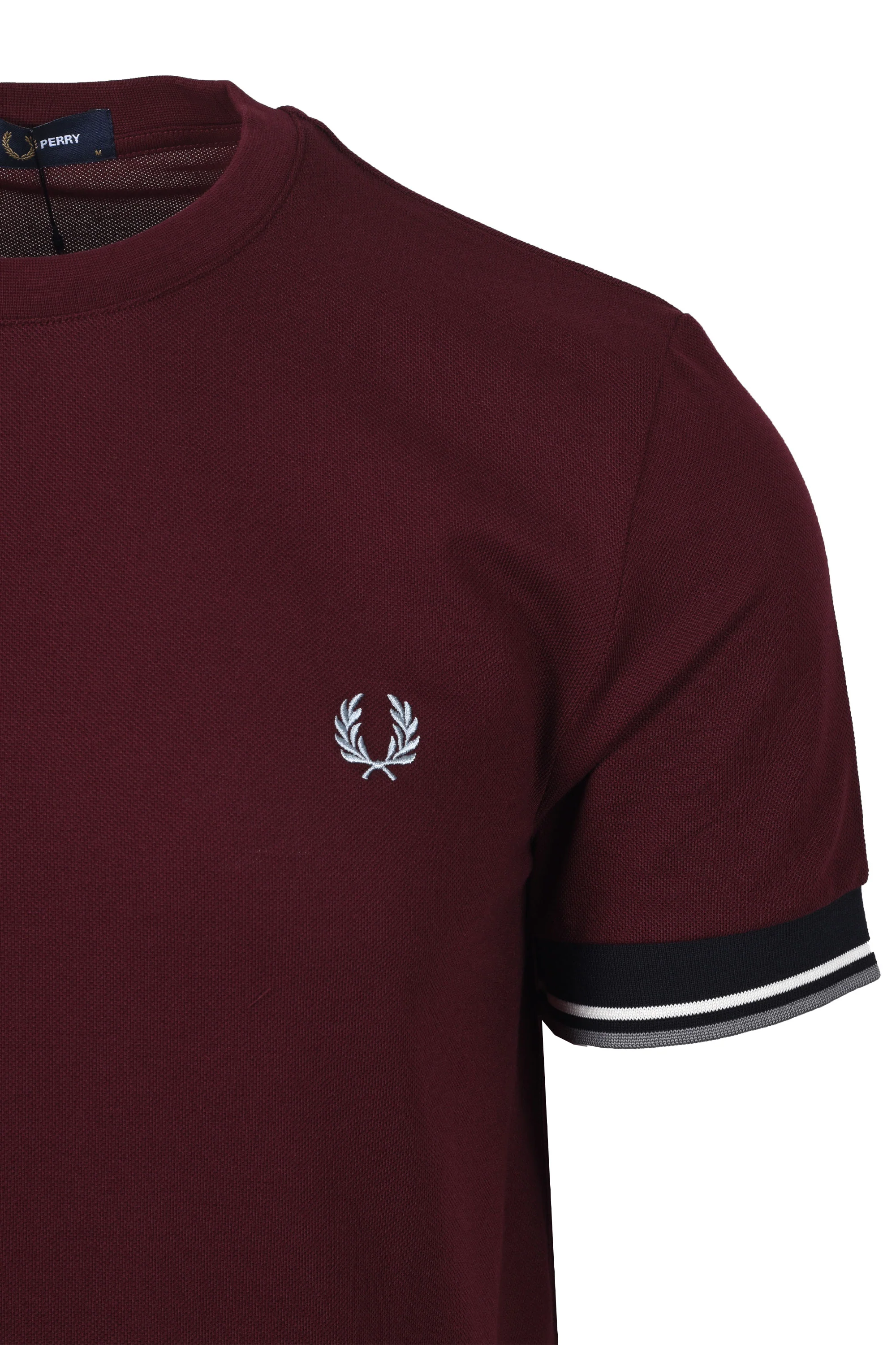 FRED PERRY TWIN TIPPED CUFFED T-SHIRT OXBLOOD - Image 2