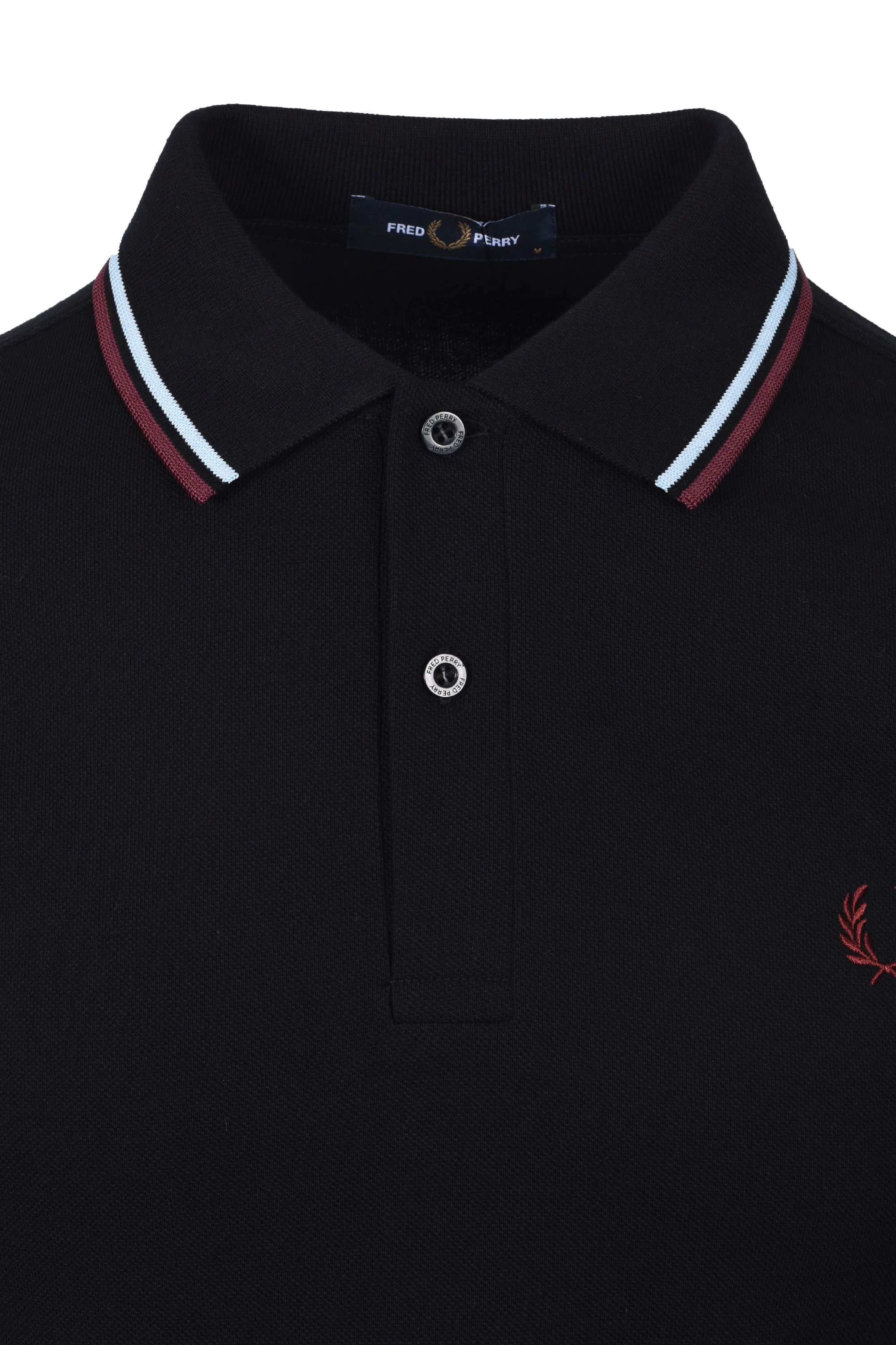 FRED PERRY TWIN TIPPED POLO BLACK/BABY BLUE/OXBLOOD - Image 2