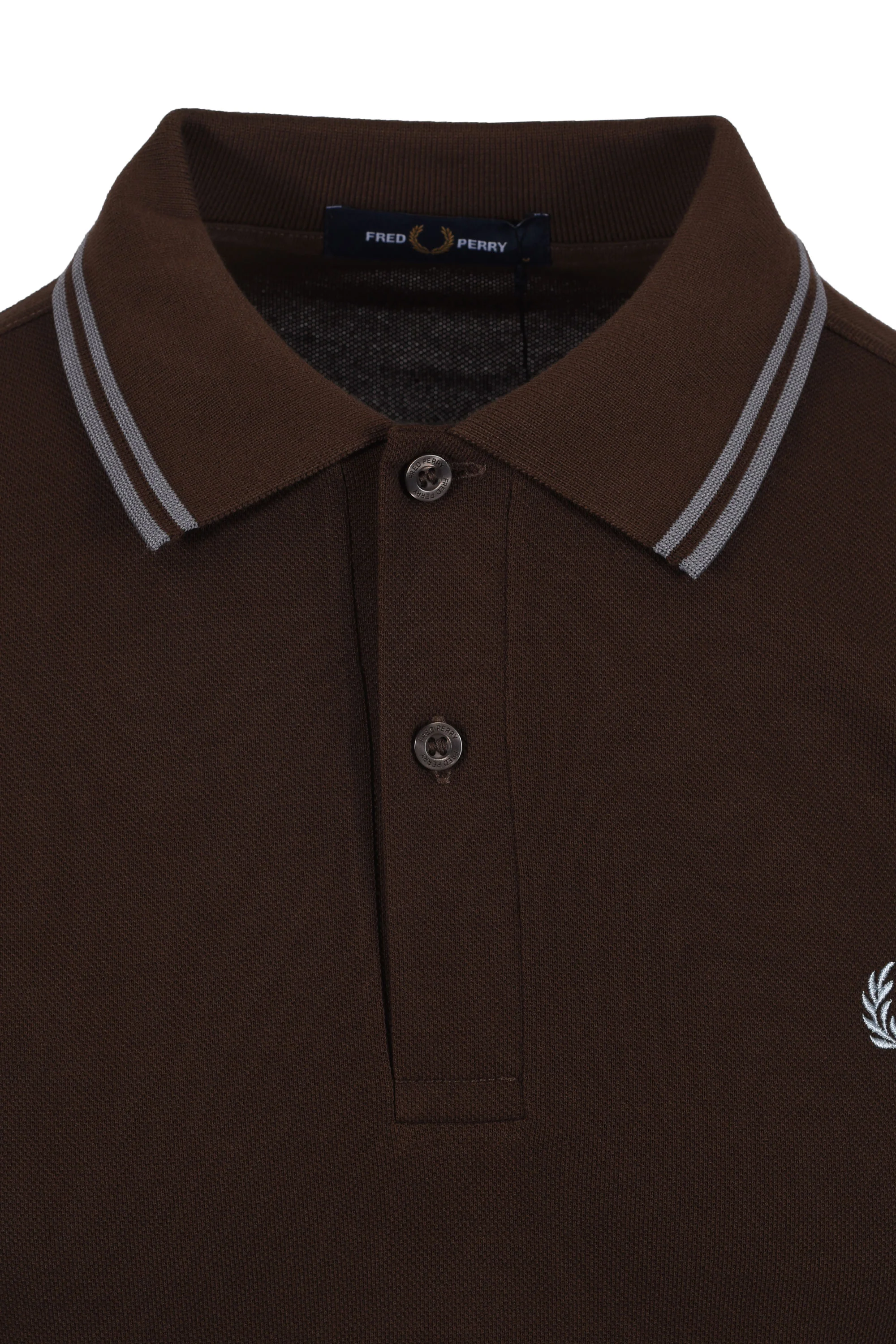 FRED PERRY TWIN TIPPED POLO BURNT TOBACCO/ STOCKPORT BLUE - Image 2