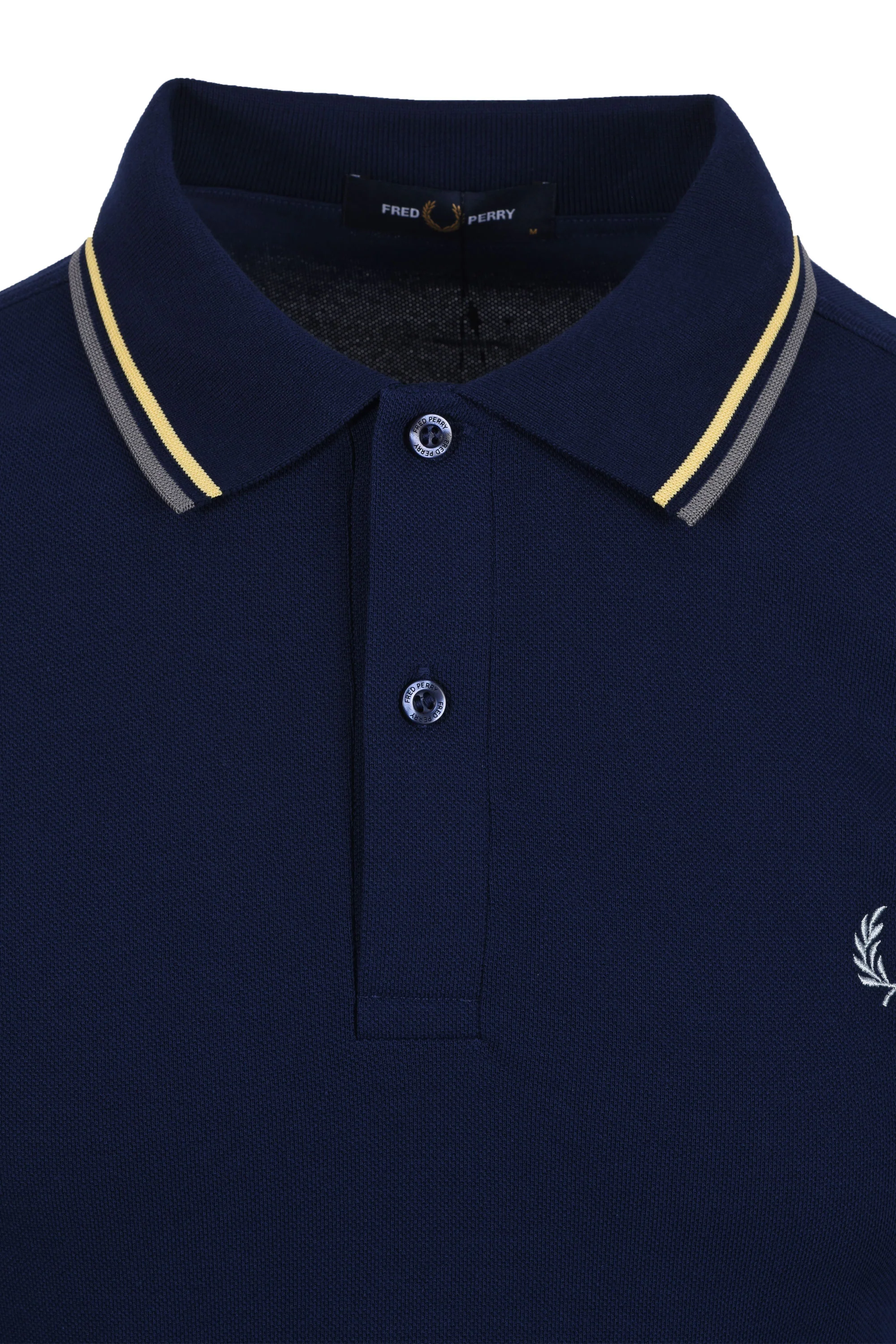 FRED PERRY TWIN TIPPED POLO FRENCH NAVY/GOLD/BLUE - Image 2