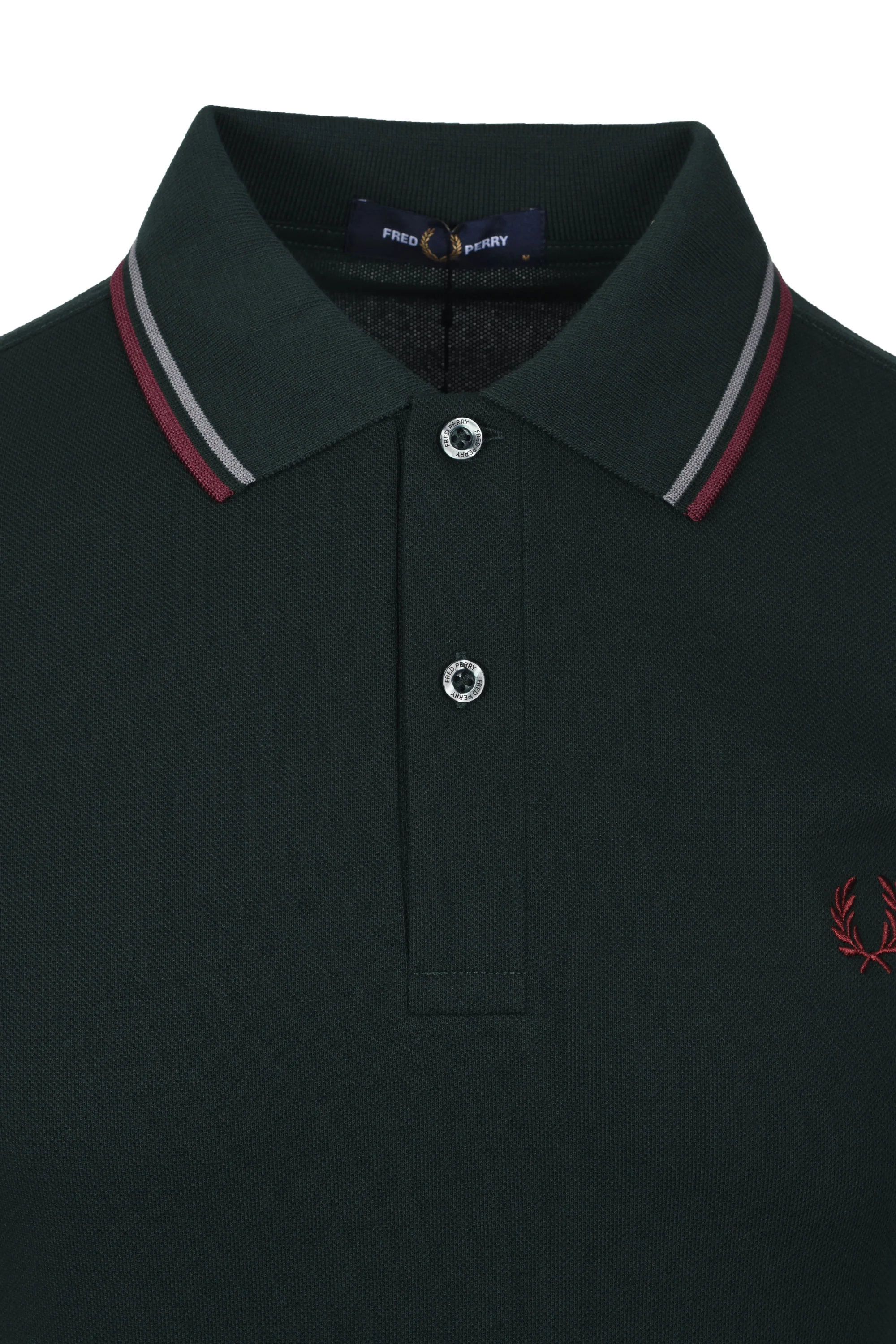 FRED PERRY TWIN TIPPED POLO GRASSROOT/STOCKPORT BLUE/OXBLOOD - Image 2