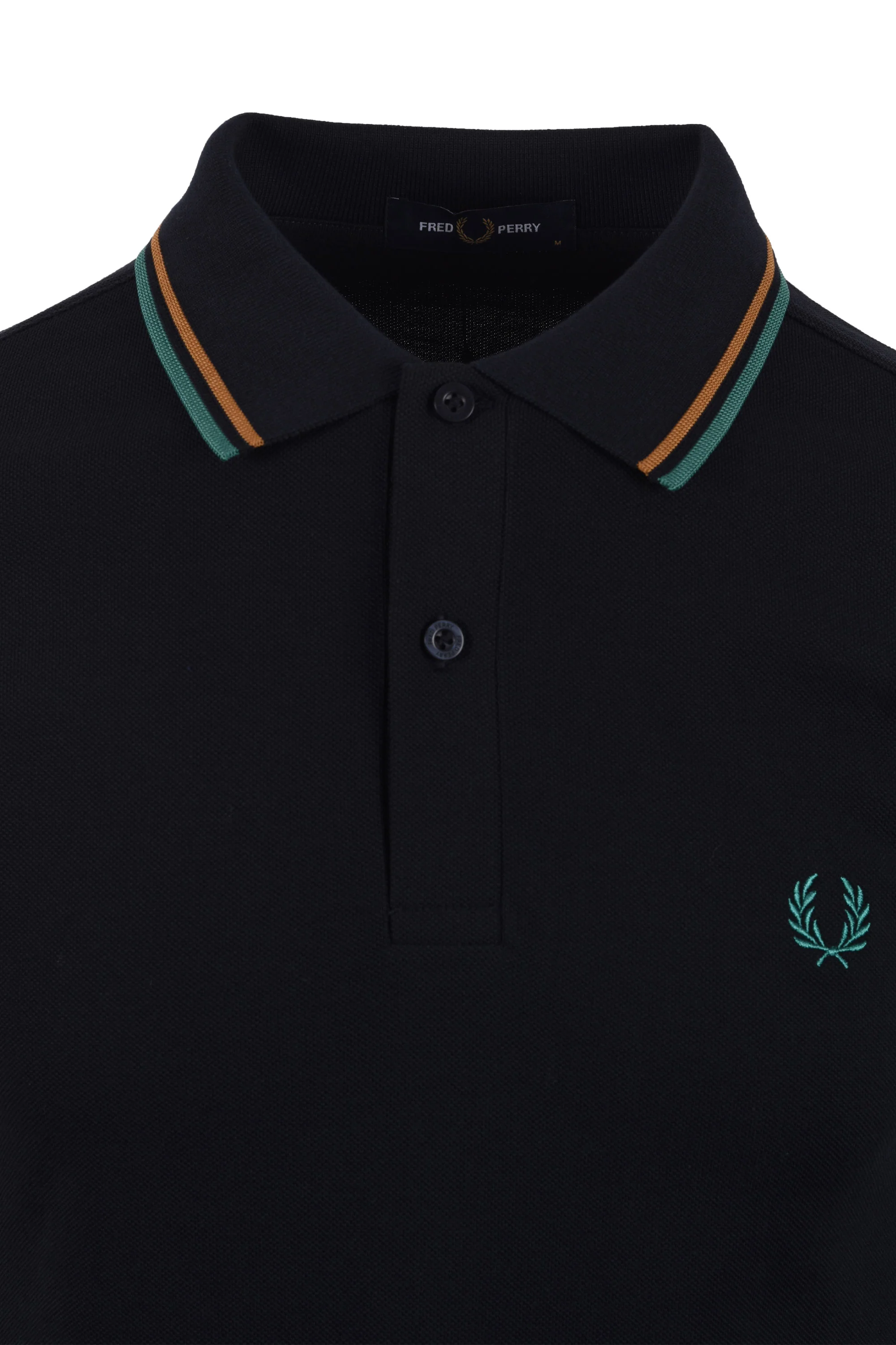FRED PERRY TWIN TIPPED POLO NAVY/DARK CARAMEL/SPORT GREEN - Image 2