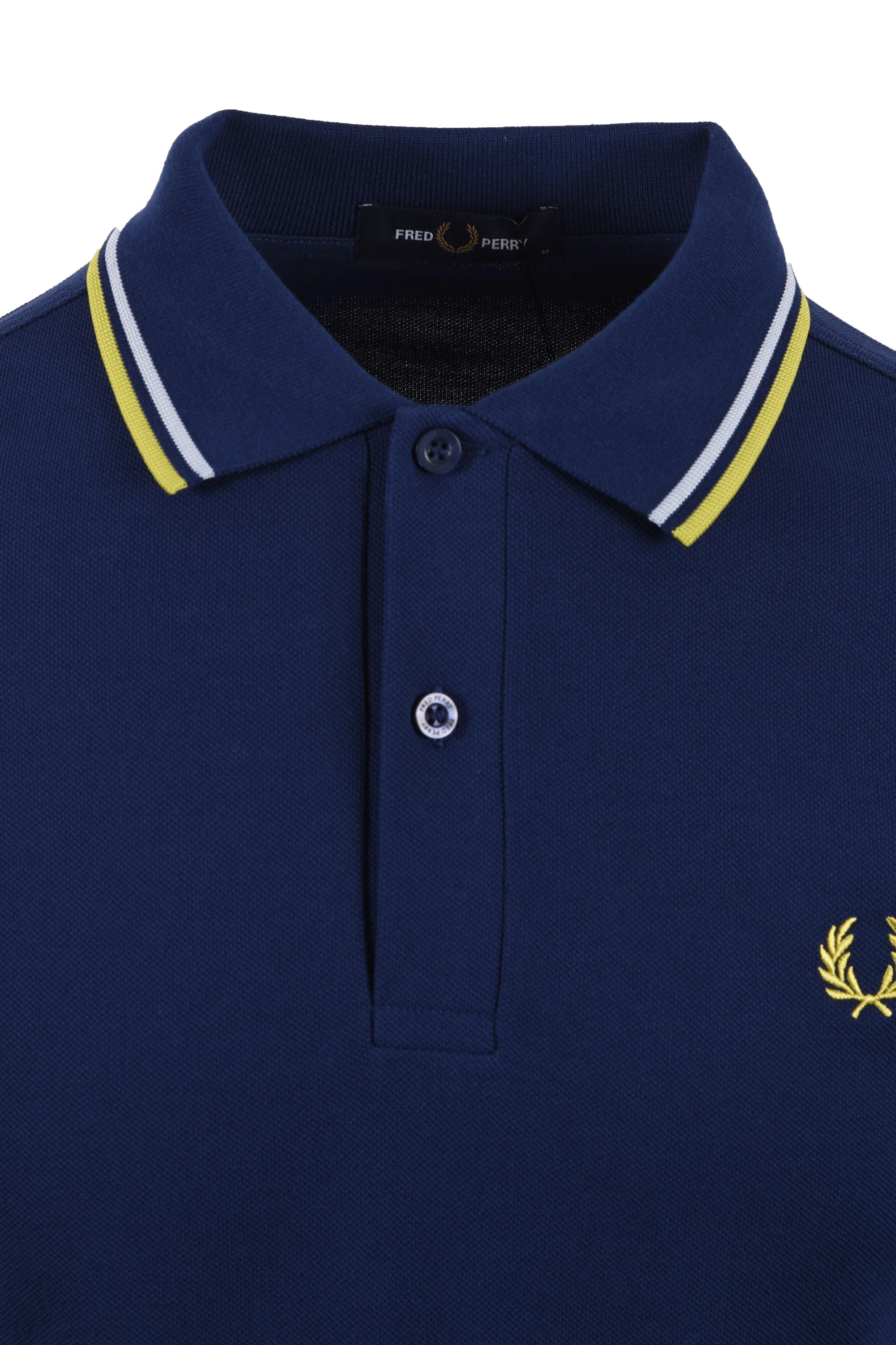FRED PERRY TWIN TIPPED POLO NAVY/DUSKY BLUE/CITRON - Image 2