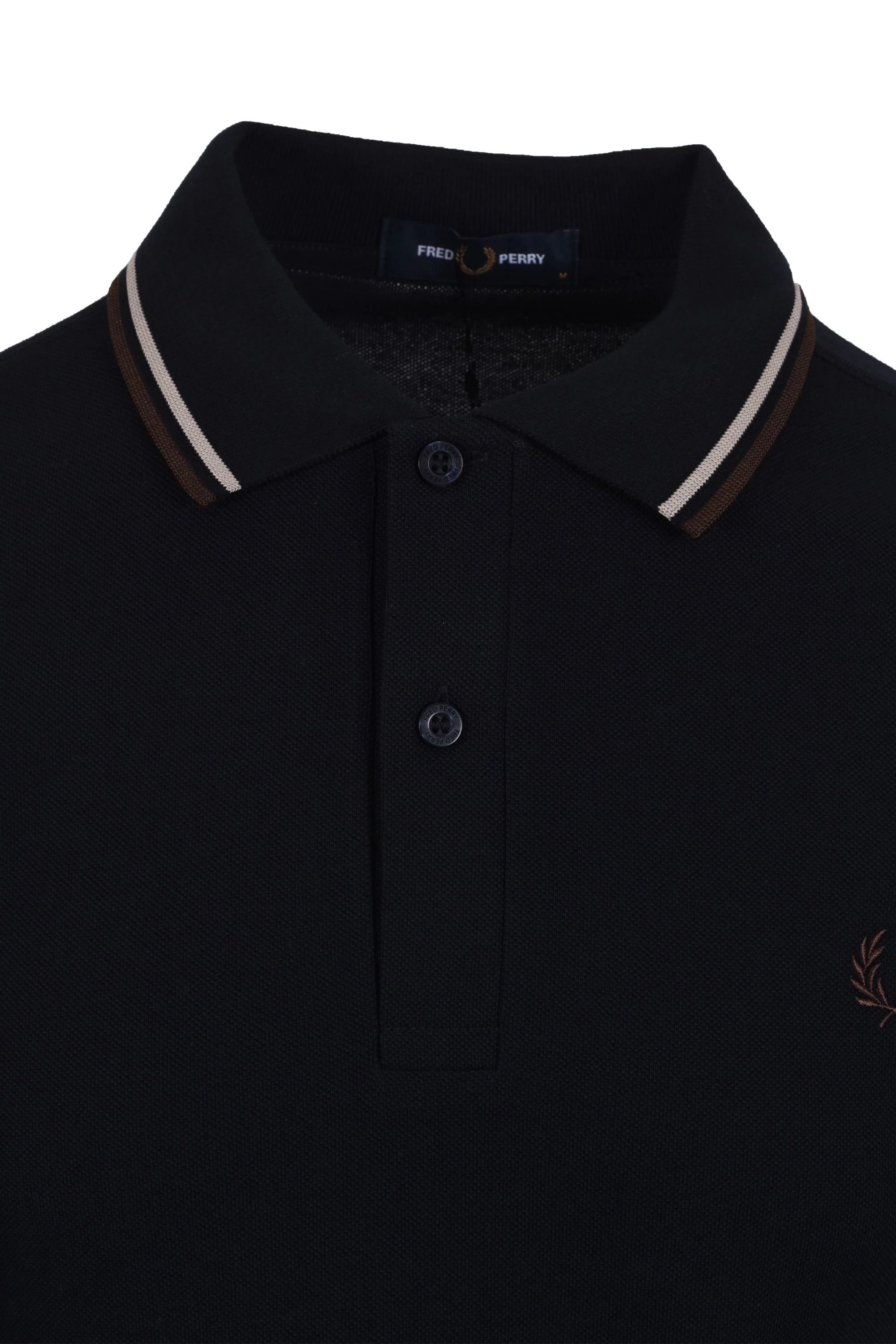 FRED PERRY TWIN TIPPED POLO NAVY/WARM OAT/ BURNT TOBACCO - Image 2
