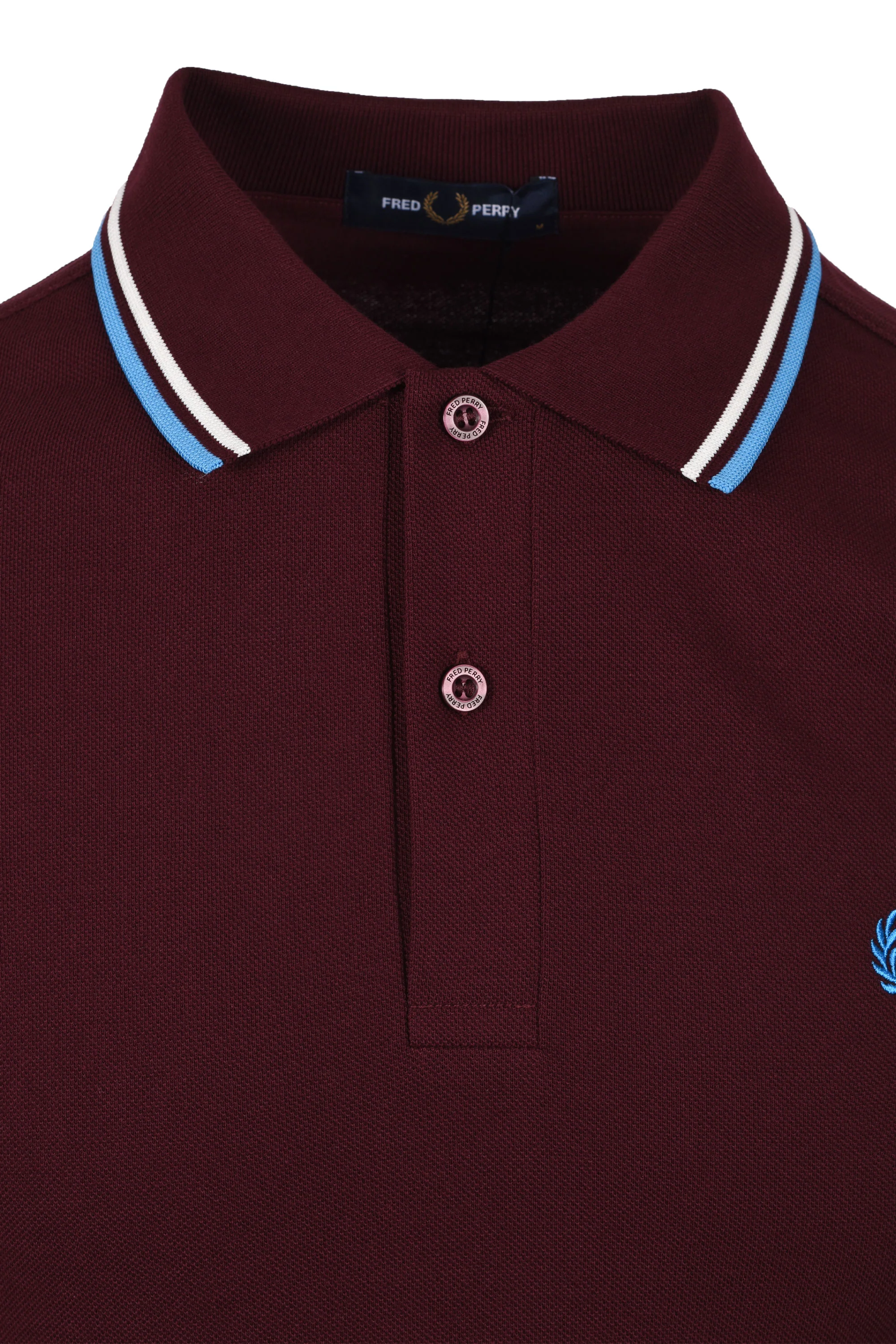 Fred Perry Twin Tipped Polo Oxblood/Ecru/Court Blue - Image 2