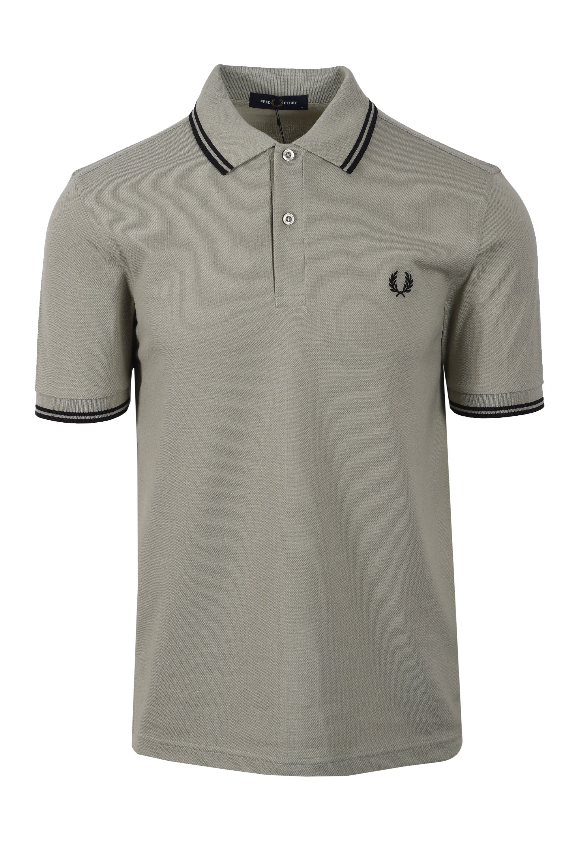 FRED PERRY TWIN TIPPED POLO SEAGRASS/BLACK