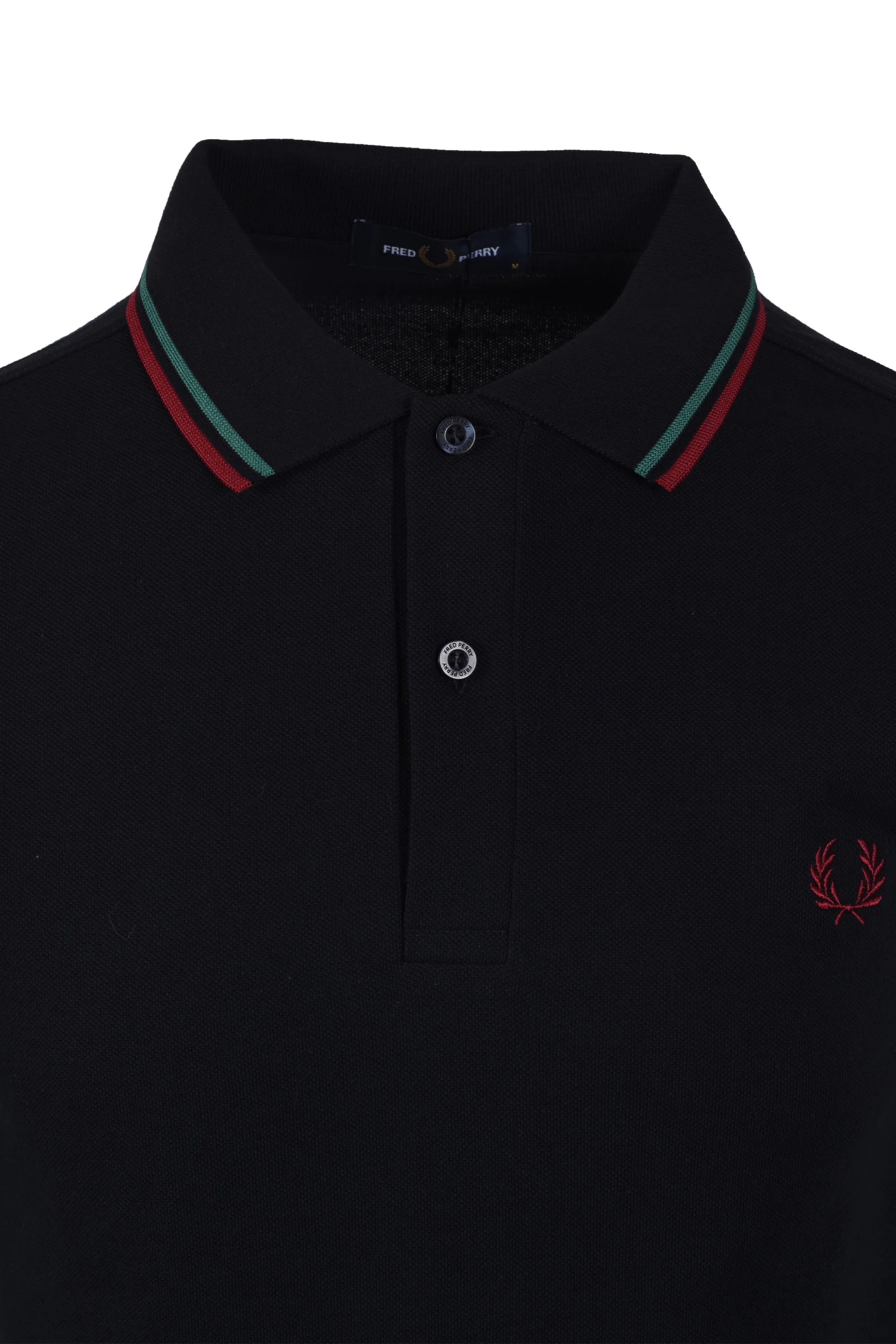 FRED PERRY TWIN TIPPED POLO SHIRT NAVY/SPORT GREEN/BURNT RED - Image 2