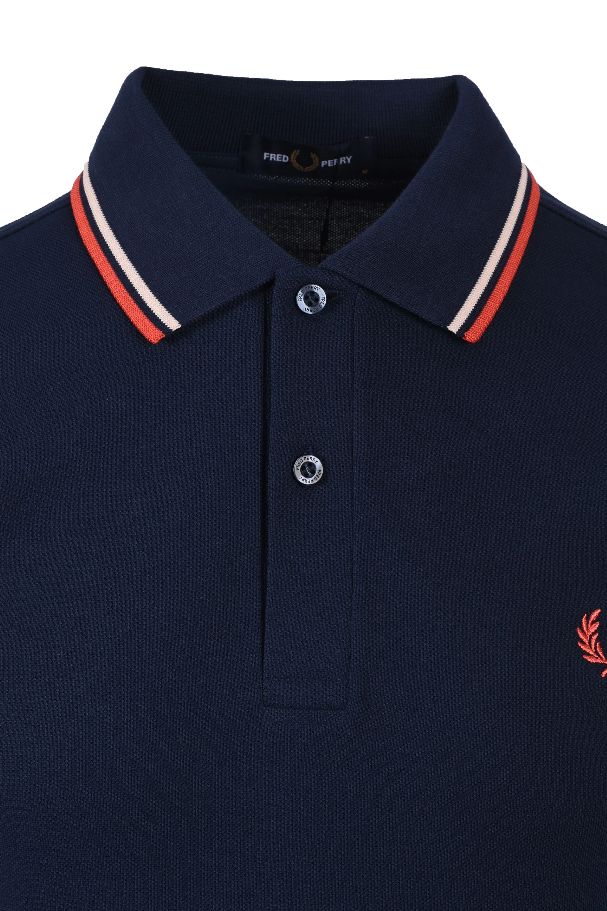 FRED PERRY TWIN TIPPED POLO SHIRT TENNIS BLUE/SILKY PEACH/FLAMINGO TAN - Image 2