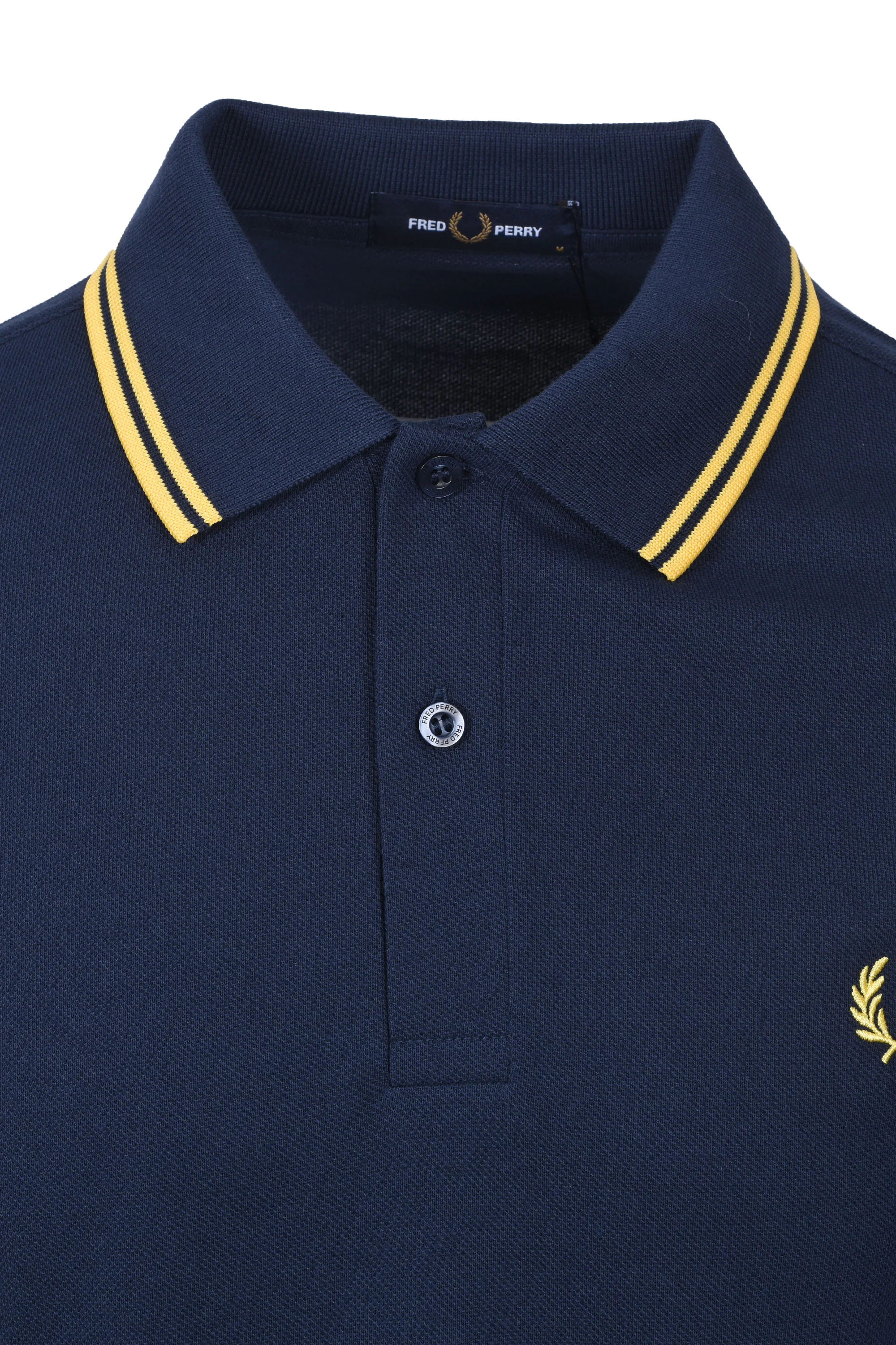 FRED PERRY TWIN TIPPED POLO TENNIS BLUE/LEMON BARLEY - Image 2