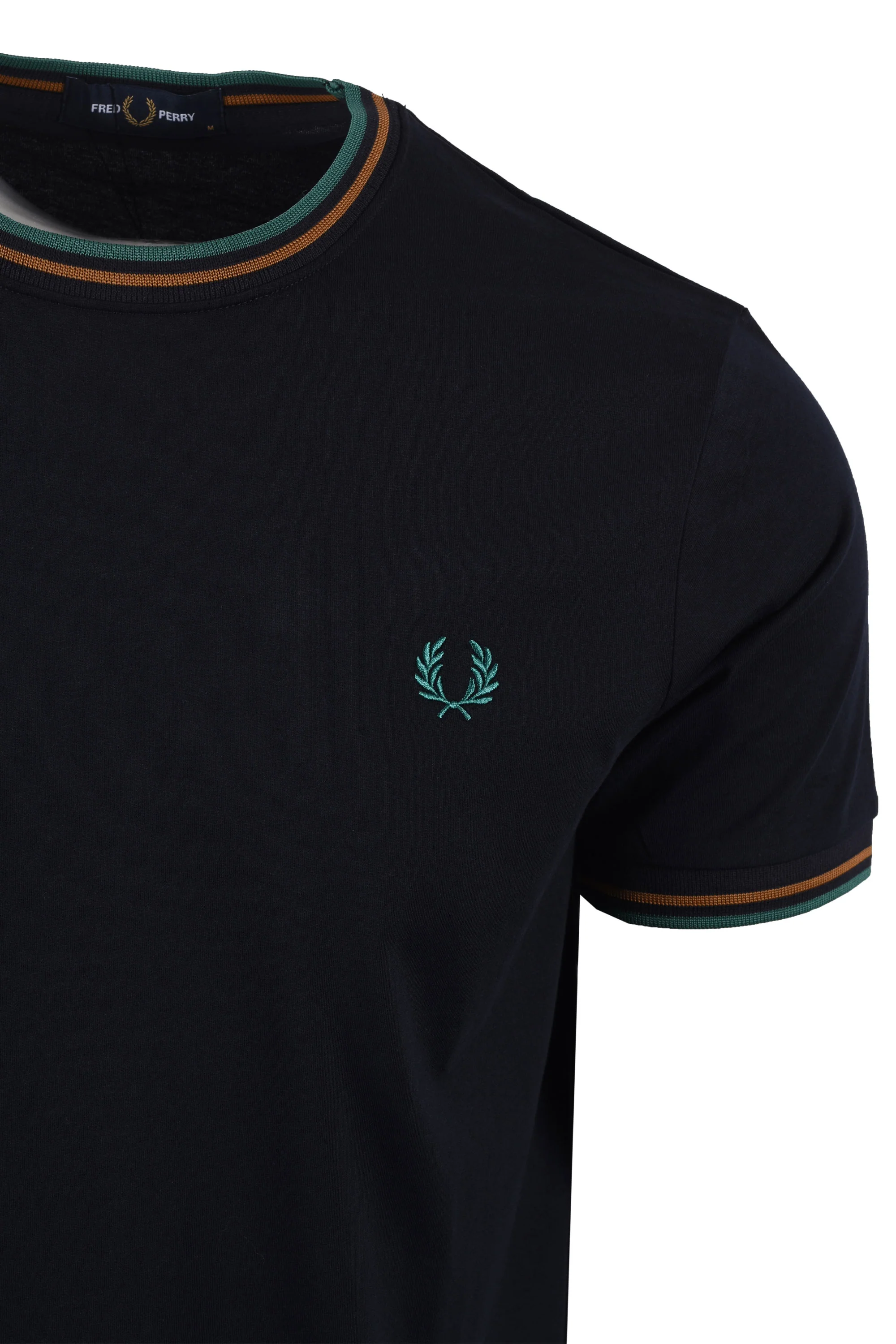 FRED PERRY TWIN TIPPED T-SHIRT NAVY/DARK CARAMEL/GREEN - Image 2