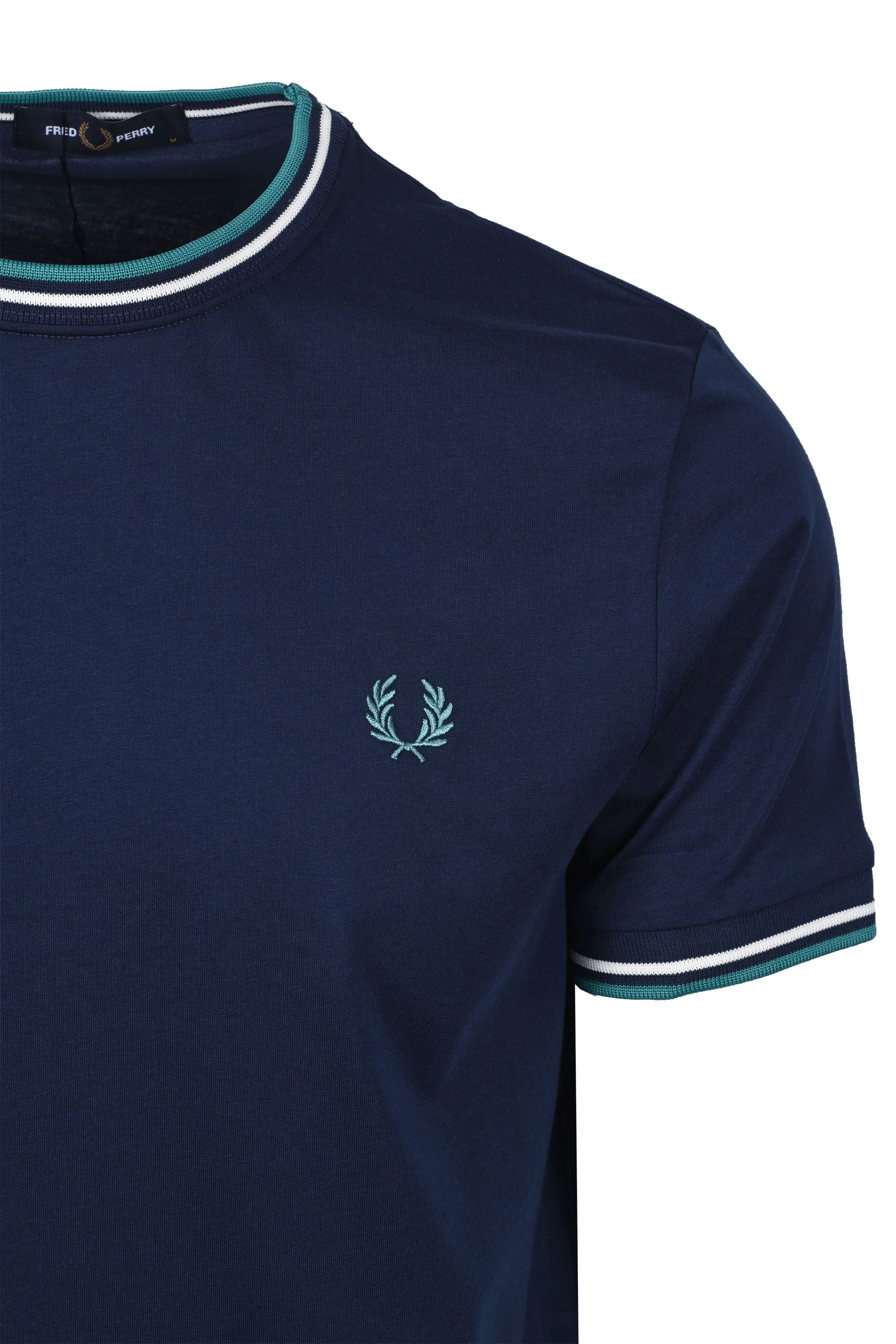 FRED PERRY TWIN TIPPED T-SHIRT TENNIS BLUE/SNOW WHITE/TEAL - Image 2