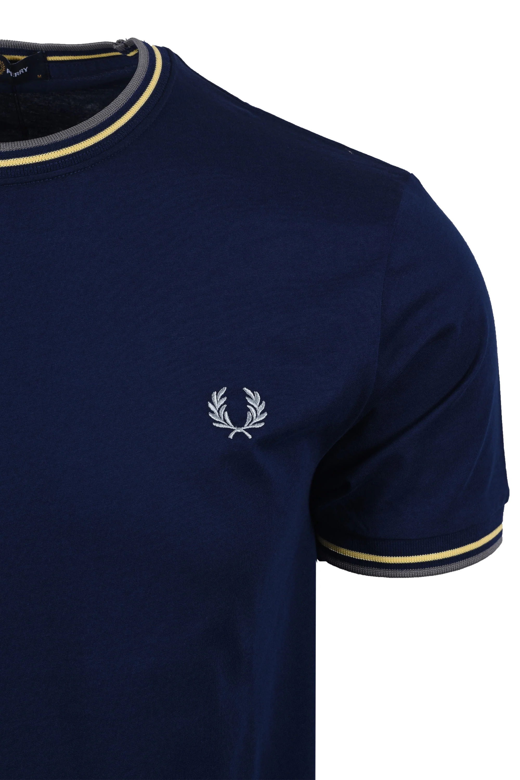 FRED PERRY TWIN TIPPED TSHIRT FRENCH NAVY/GOLD/BLUE - Image 2