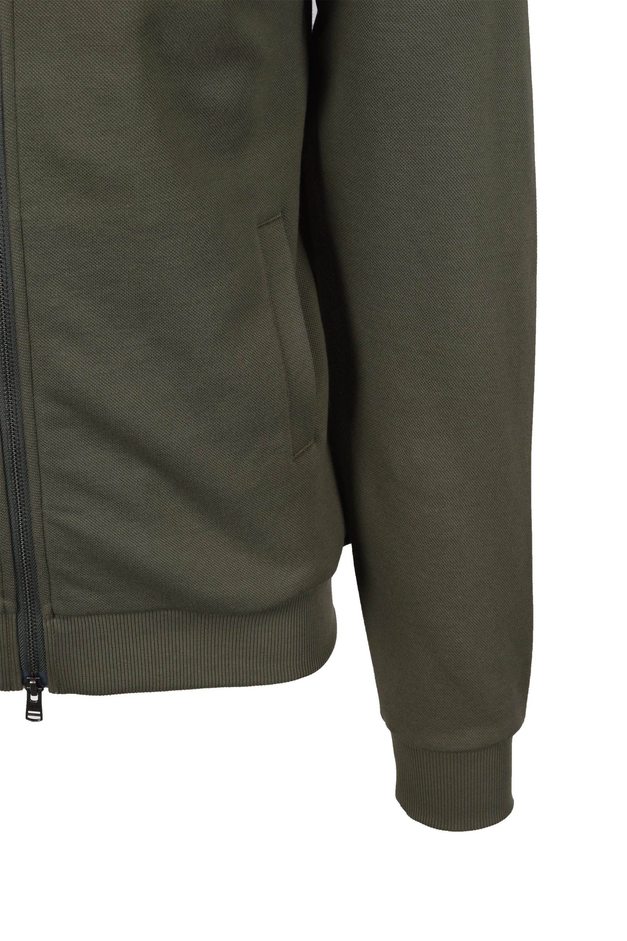 Fred Perry Zip Through Collared Sweatshirt Laurel Green - Image 3