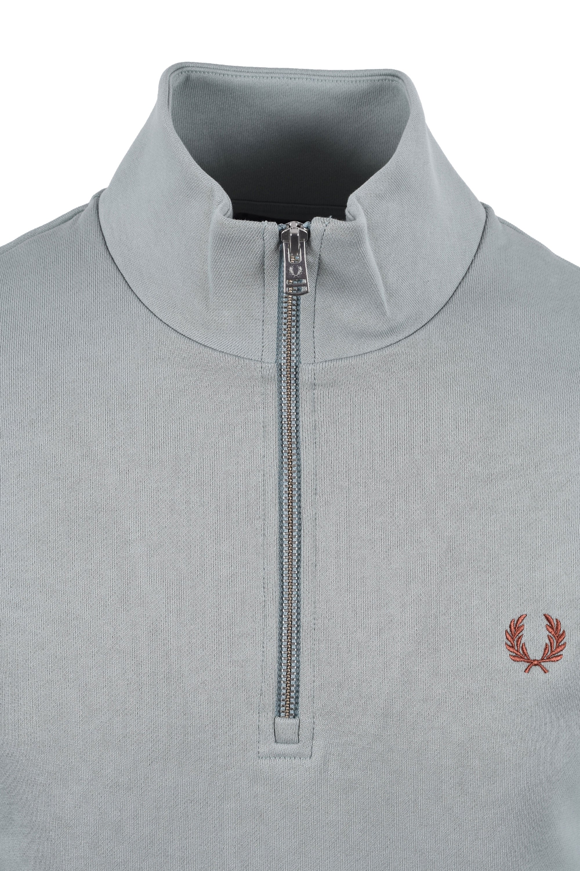 Fred Perry Half Zip Sweatshirt Silver Blue - Image 2