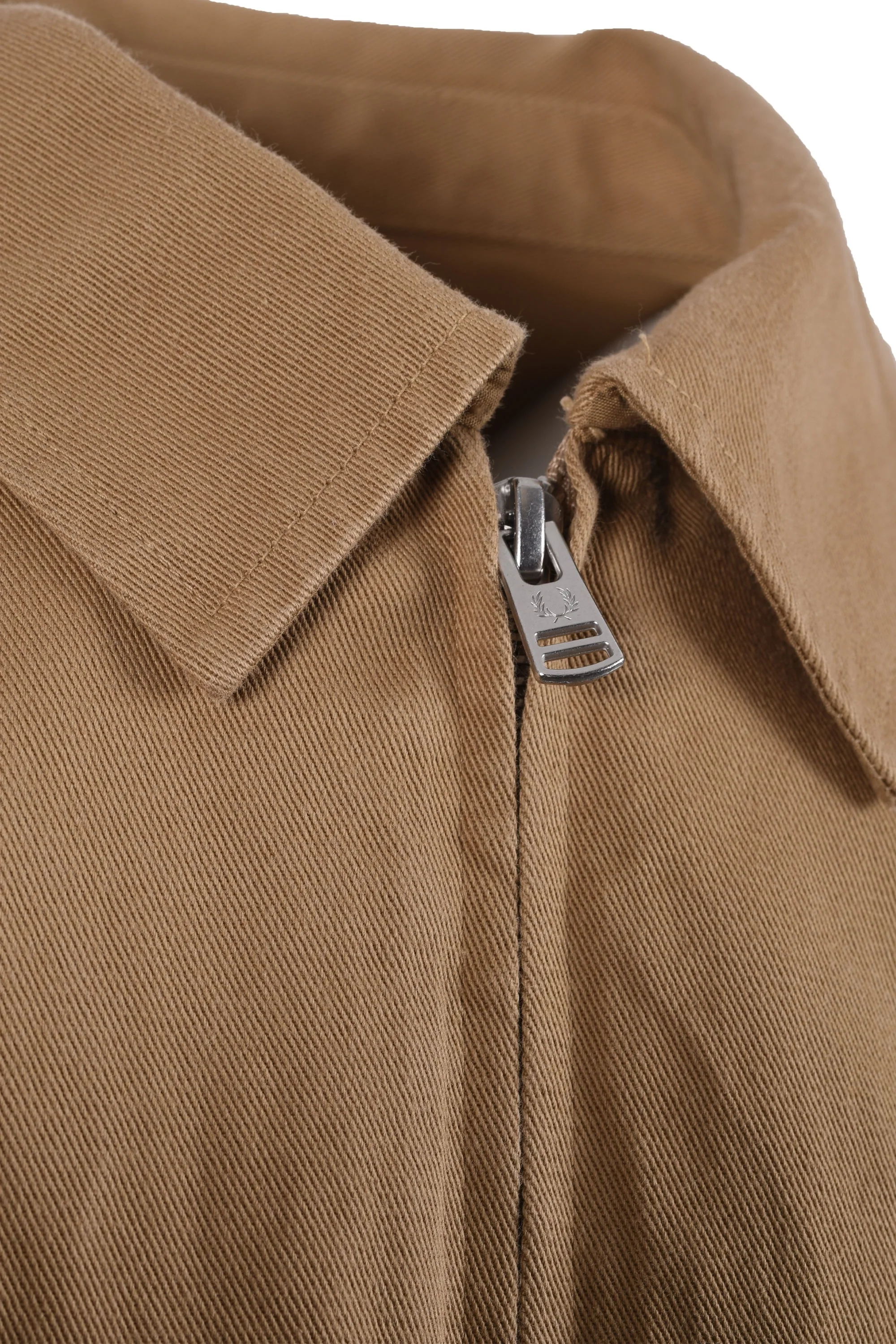 Fred Perry Twill Zip Through Overshirt Warm Stone - Image 3