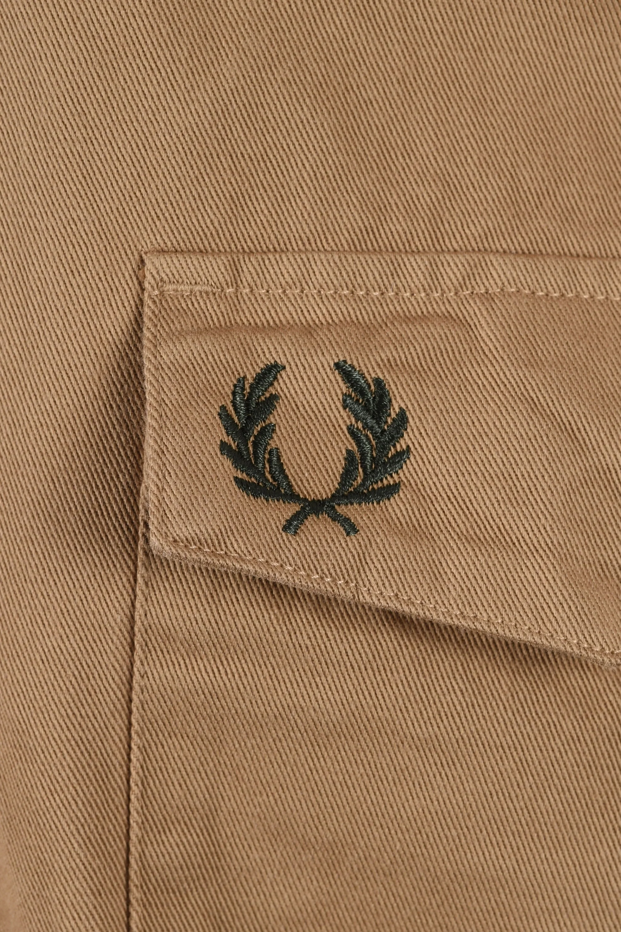 Fred Perry Twill Zip Through Overshirt Warm Stone - Image 4